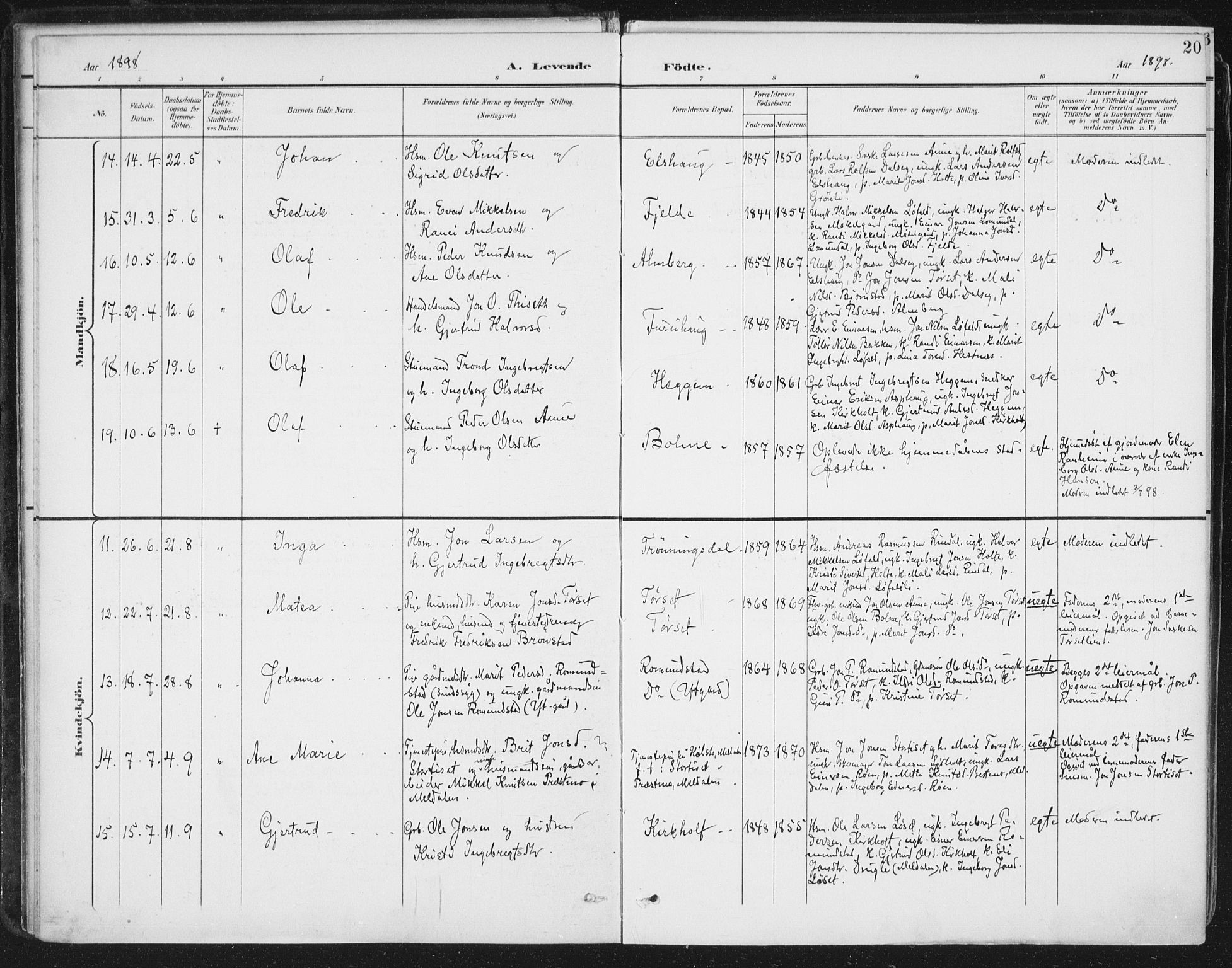 Ministerialprotokoller, klokkerbøker og fødselsregistre - Møre og Romsdal, AV/SAT-A-1454/598/L1072: Parish register (official) no. 598A06, 1896-1910, p. 20