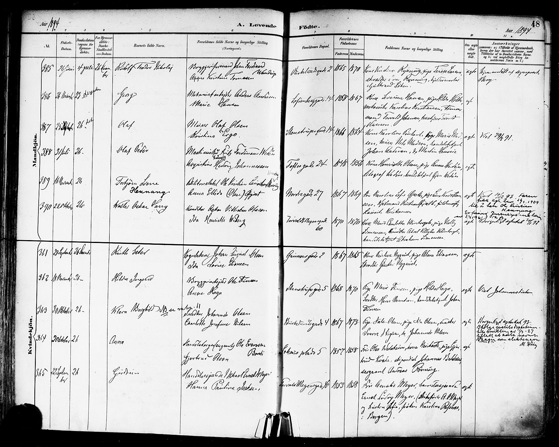 Paulus prestekontor Kirkebøker, SAO/A-10871/F/Fa/L0014: Parish register (official) no. 14, 1894-1902, p. 48