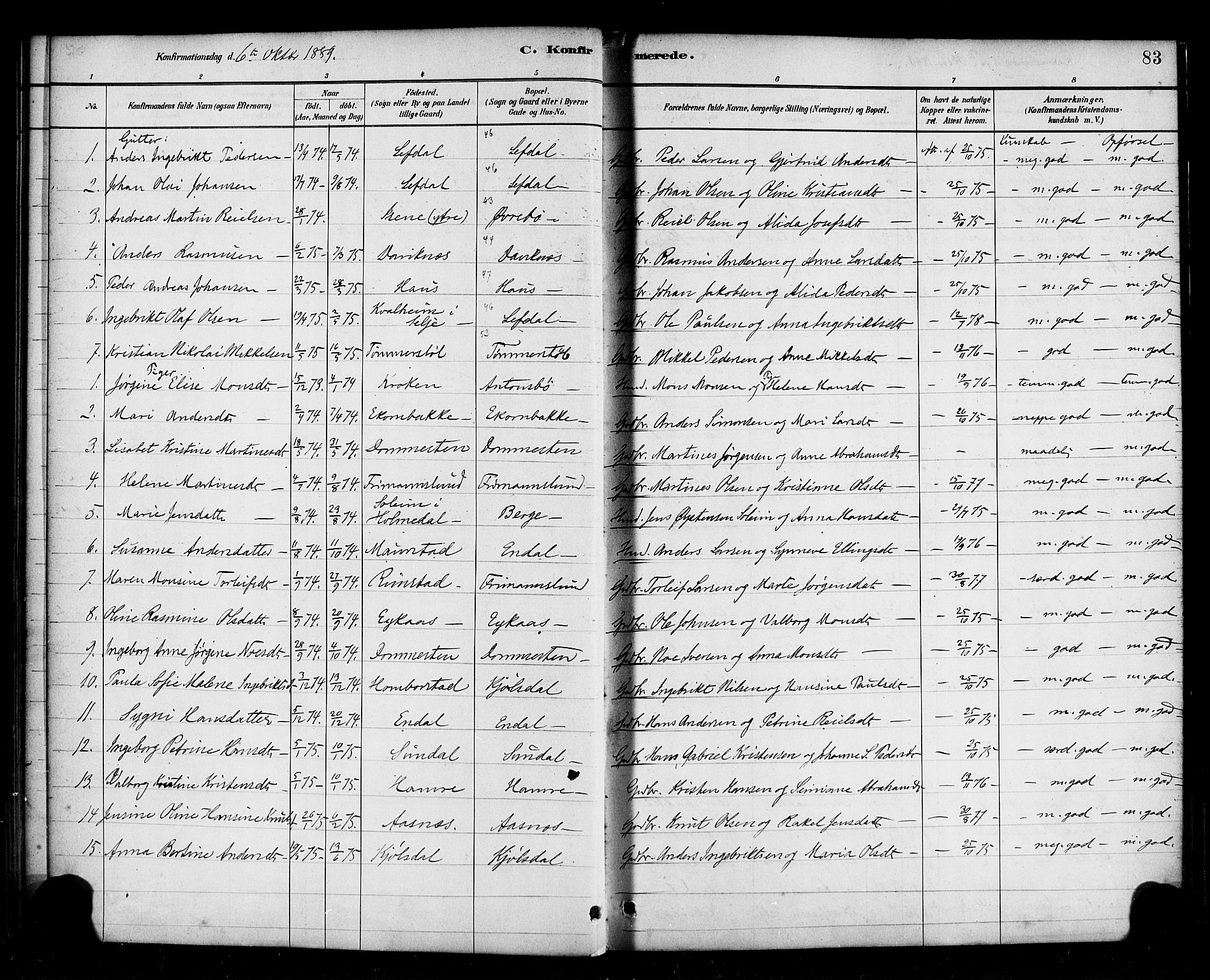 Davik sokneprestembete, AV/SAB-A-79701/H/Haa/Haab/L0001: Parish register (official) no. B 1, 1882-1900, p. 83