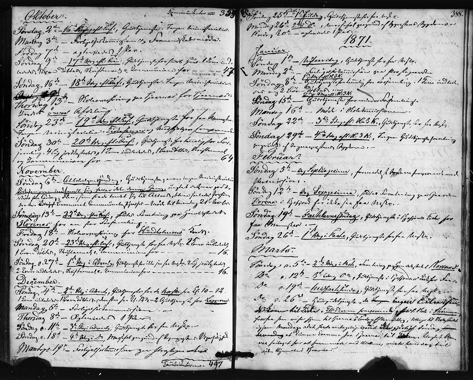 Ministerialprotokoller, klokkerbøker og fødselsregistre - Nordland, SAT/A-1459/861/L0867: Parish register (official) no. 861A02, 1864-1878, p. 388