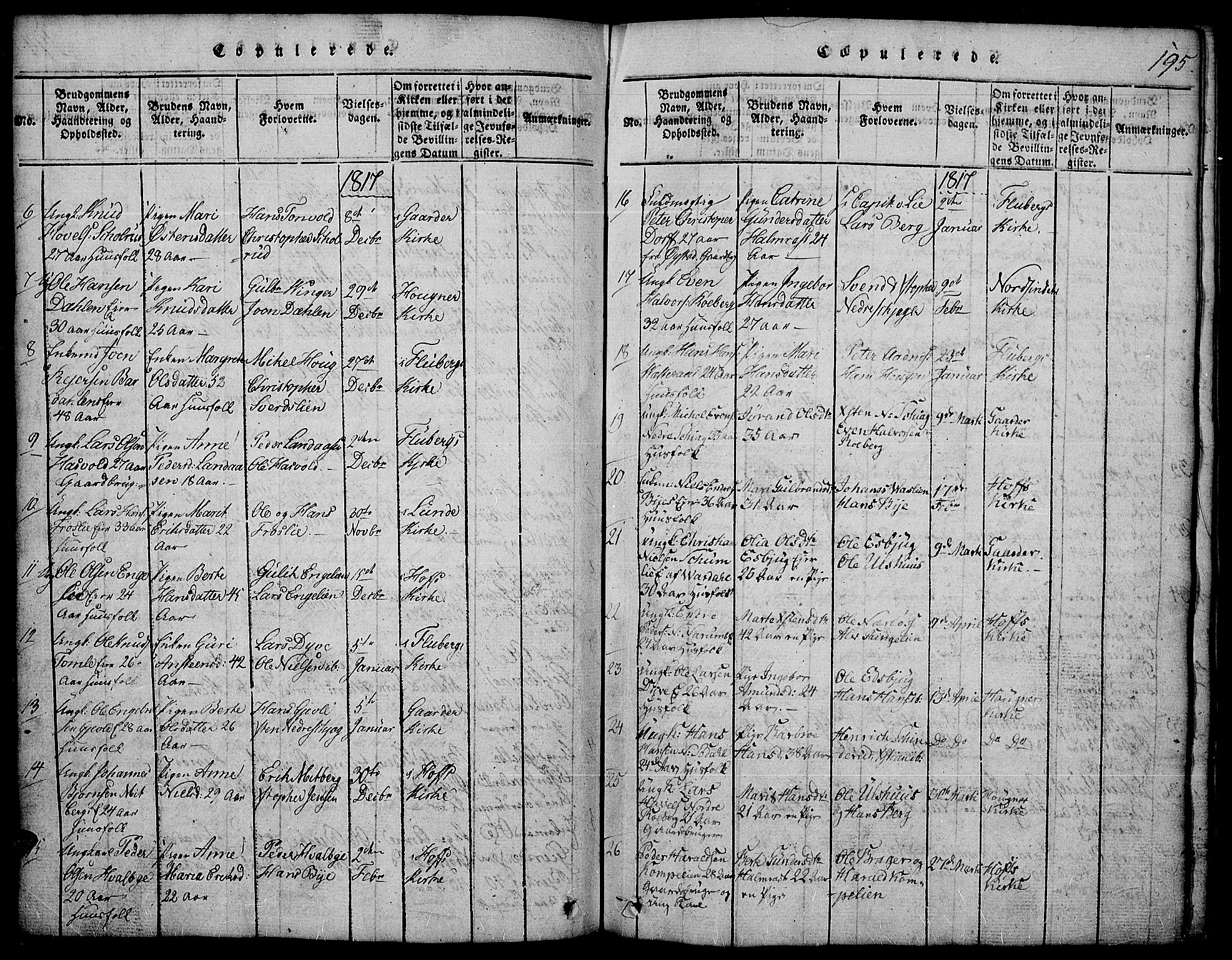 Land prestekontor, SAH/PREST-120/H/Ha/Hab/L0001: Parish register (copy) no. 1, 1814-1833, p. 195a