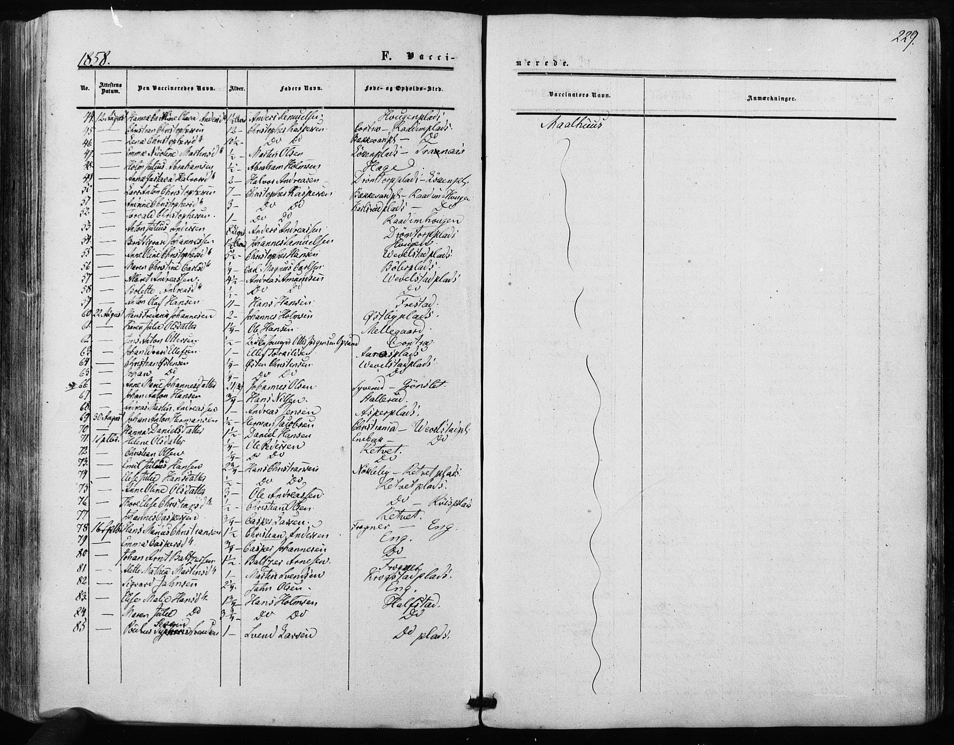 Kråkstad prestekontor Kirkebøker, SAO/A-10125a/F/Fa/L0007: Parish register (official) no. I 7, 1858-1870, p. 229