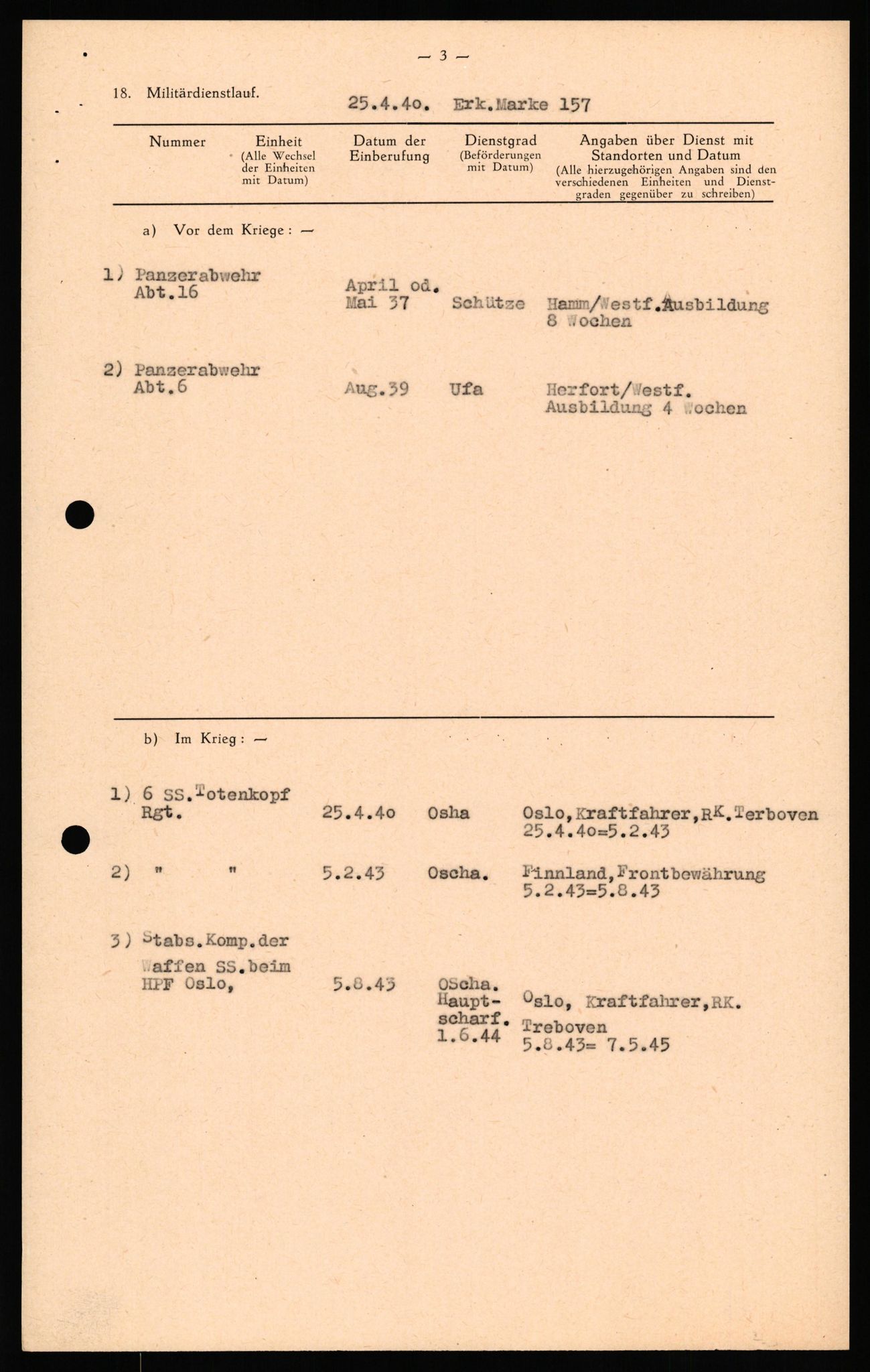 Forsvaret, Forsvarets overkommando II, RA/RAFA-3915/D/Db/L0035: CI Questionaires. Tyske okkupasjonsstyrker i Norge. Tyskere., 1945-1946, p. 345