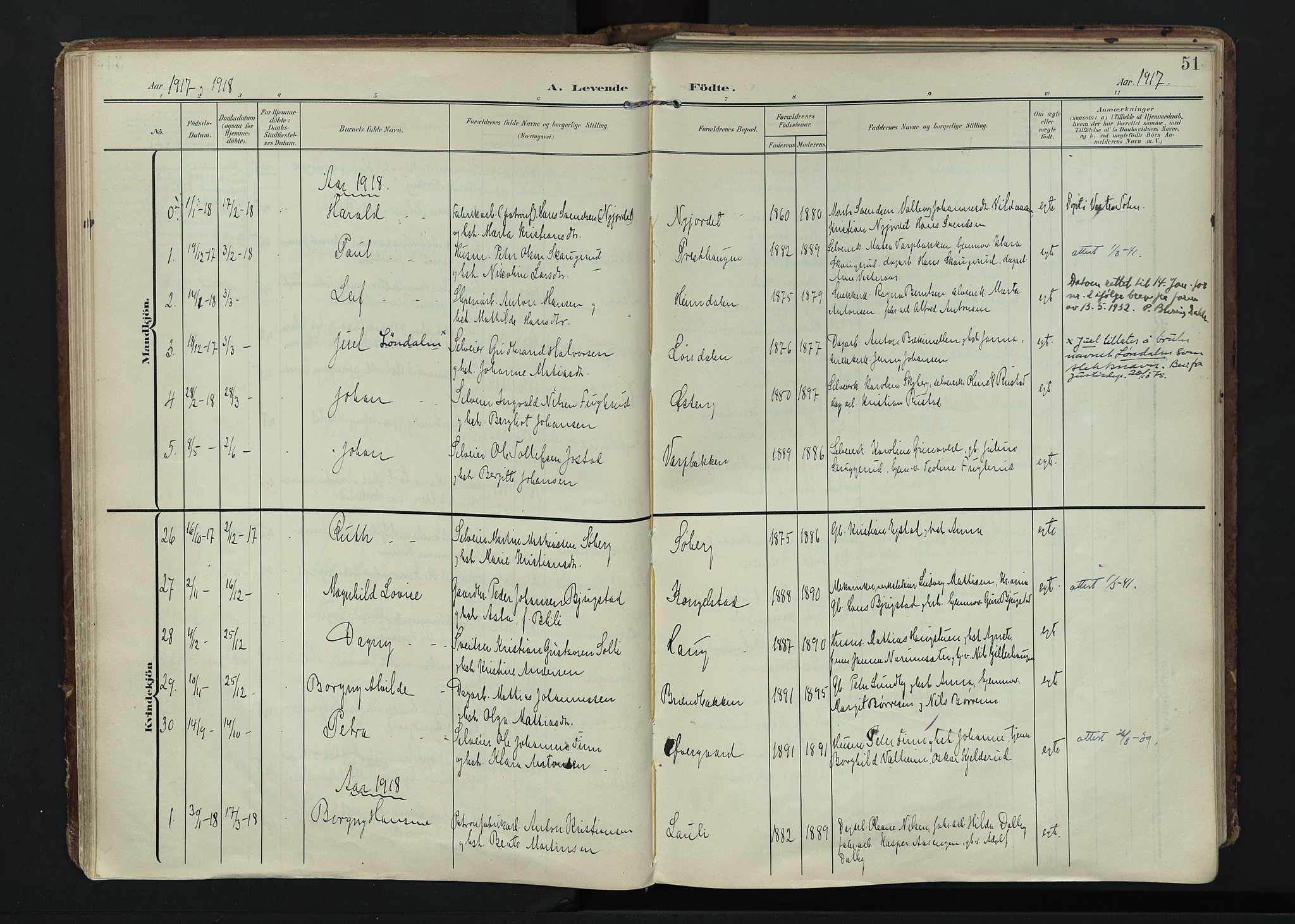 Vardal prestekontor, AV/SAH-PREST-100/H/Ha/Haa/L0020: Parish register (official) no. 20, 1907-1921, p. 51