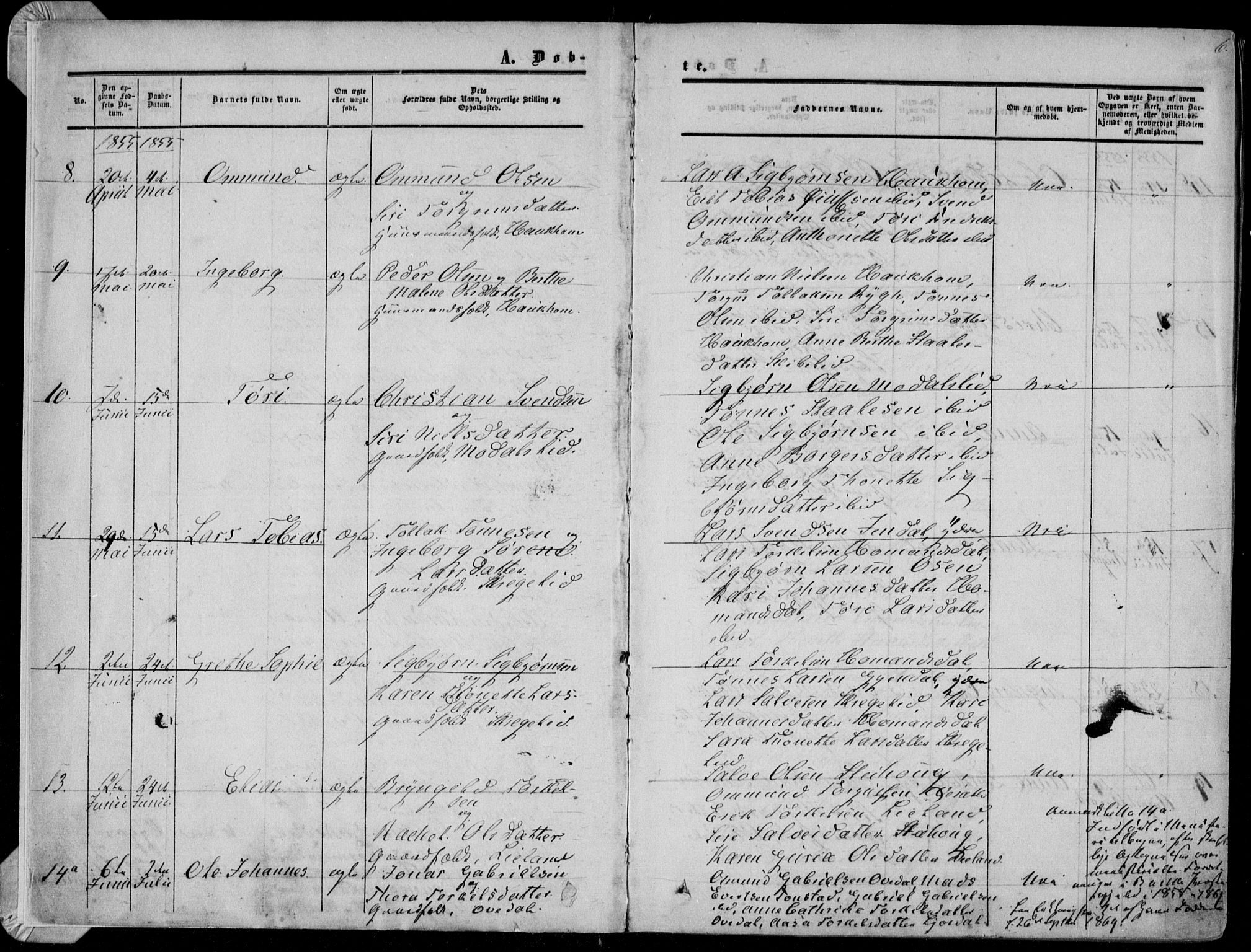 Bakke sokneprestkontor, SAK/1111-0002/F/Fa/Faa/L0006: Parish register (official) no. A 6, 1855-1877, p. 6