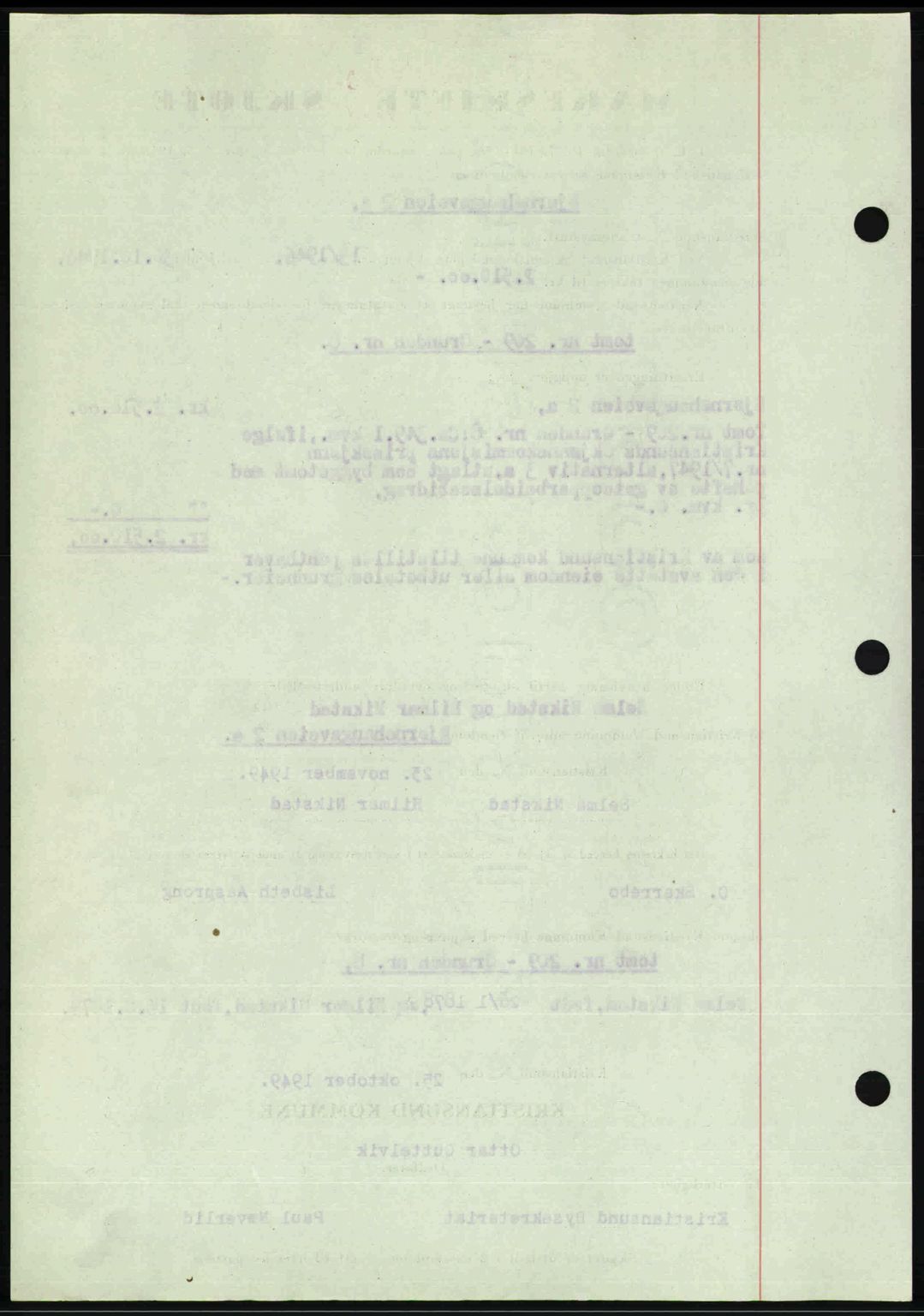Kristiansund byfogd, AV/SAT-A-4587/A/27: Mortgage book no. 46, 1949-1950, Diary no: : 1950/1949