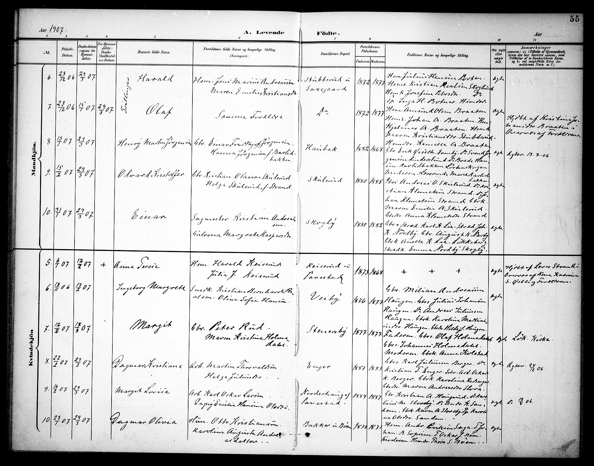 Høland prestekontor Kirkebøker, AV/SAO-A-10346a/F/Fb/L0003: Parish register (official) no. II 3, 1897-1912, p. 55