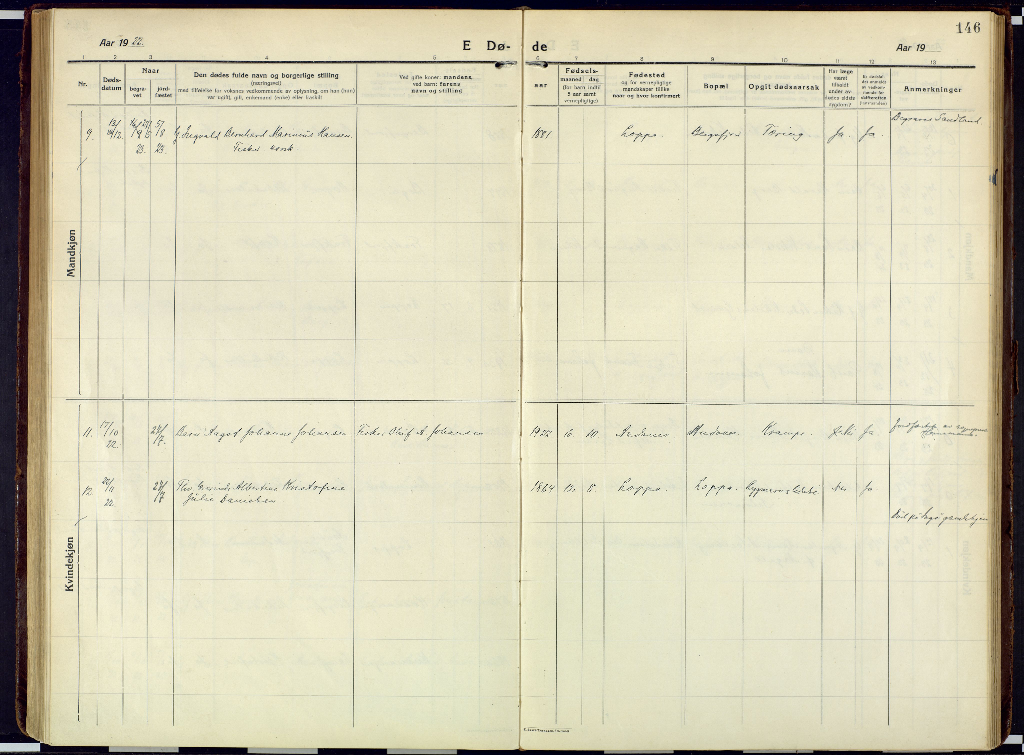 Loppa sokneprestkontor, SATØ/S-1339/H/Ha/L0013kirke: Parish register (official) no. 13, 1920-1932, p. 146