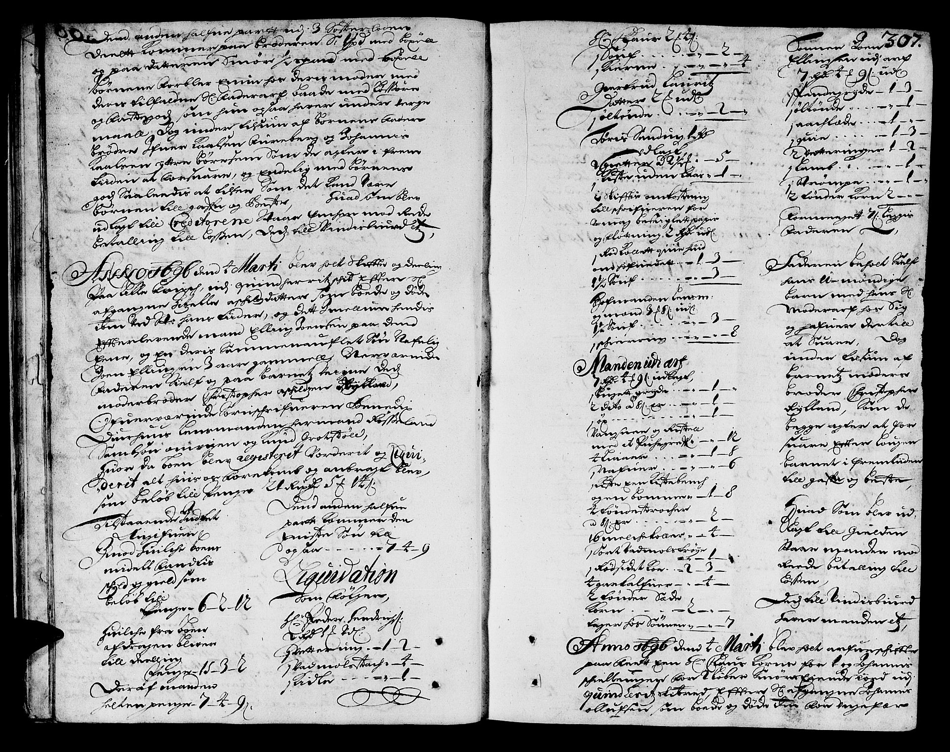 Sunnhordland sorenskrivar, AV/SAB-A-2401/1/H/Ha/Haa/L0002: Skifteprotokollar. Register på kort. Fol 290- ut, 1695-1699, p. 306b-307a