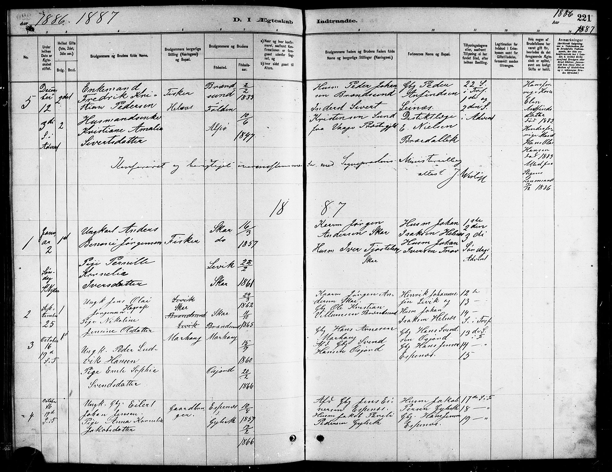 Ministerialprotokoller, klokkerbøker og fødselsregistre - Nordland, SAT/A-1459/857/L0828: Parish register (copy) no. 857C03, 1879-1908, p. 221