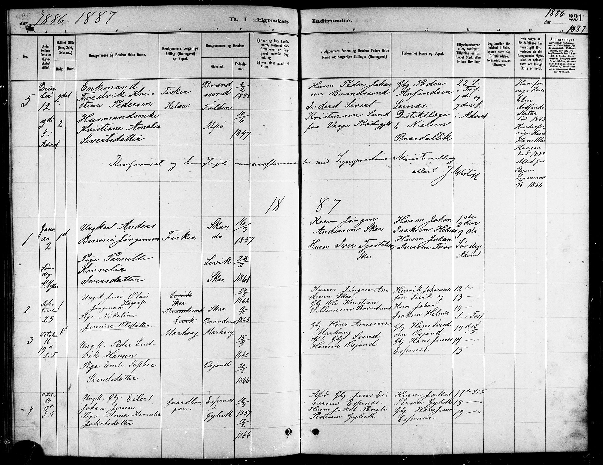 Ministerialprotokoller, klokkerbøker og fødselsregistre - Nordland, AV/SAT-A-1459/857/L0828: Parish register (copy) no. 857C03, 1879-1908, p. 221