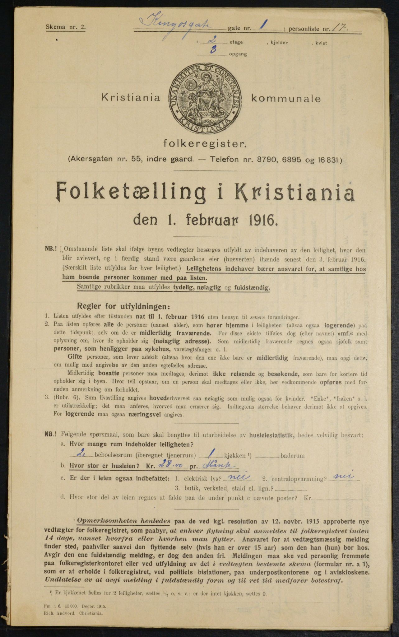 OBA, Municipal Census 1916 for Kristiania, 1916, p. 50629