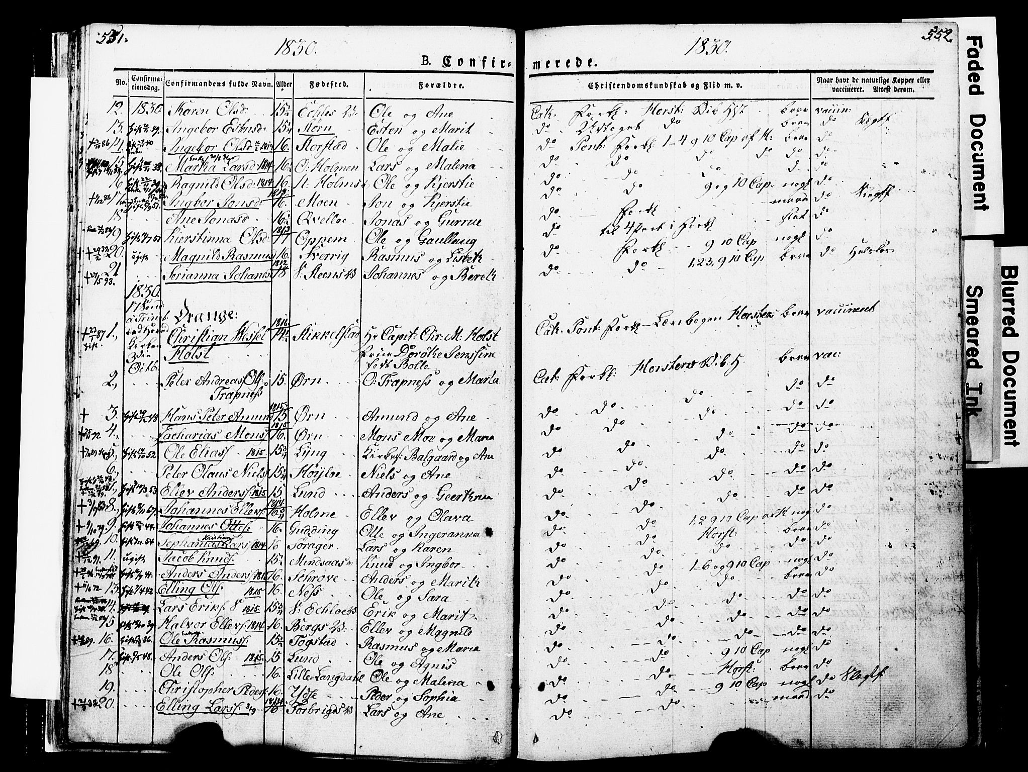 Ministerialprotokoller, klokkerbøker og fødselsregistre - Nord-Trøndelag, SAT/A-1458/723/L0243: Parish register (official) no. 723A12, 1822-1851, p. 551-552