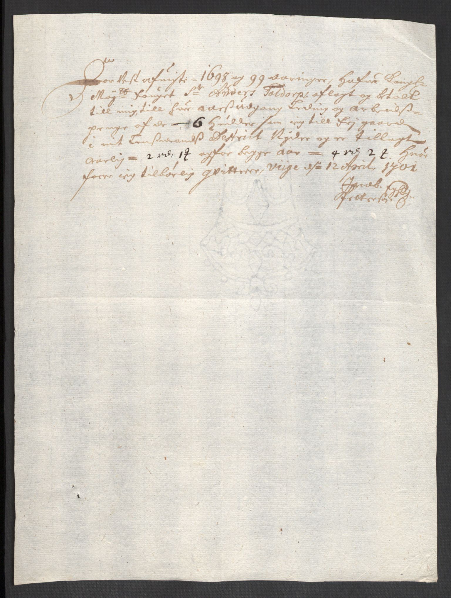 Rentekammeret inntil 1814, Reviderte regnskaper, Fogderegnskap, AV/RA-EA-4092/R43/L2547: Fogderegnskap Lista og Mandal, 1698-1699, p. 74