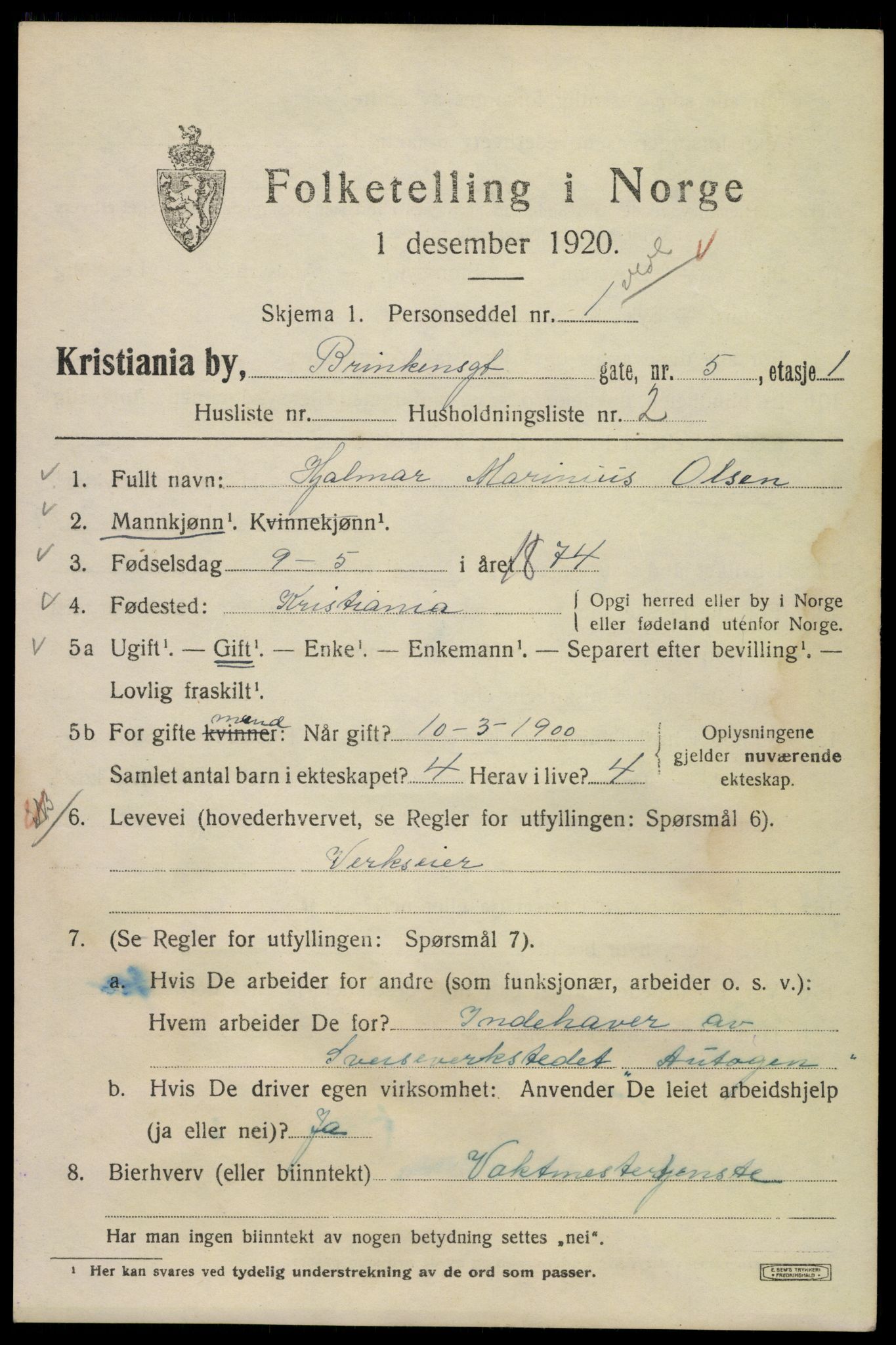 SAO, 1920 census for Kristiania, 1920, p. 171803