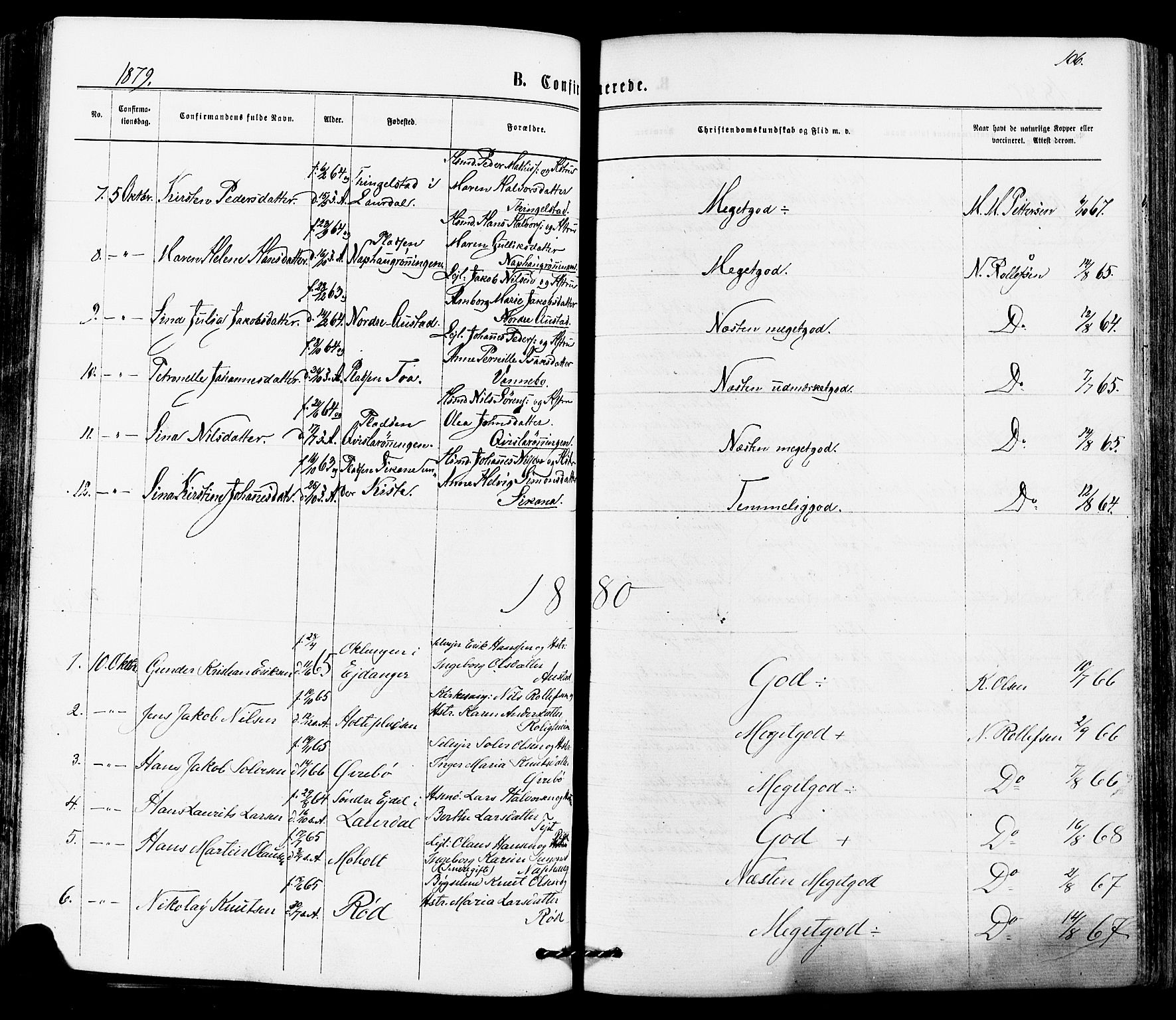 Siljan kirkebøker, AV/SAKO-A-300/F/Fa/L0002: Parish register (official) no. 2, 1870-1895, p. 106