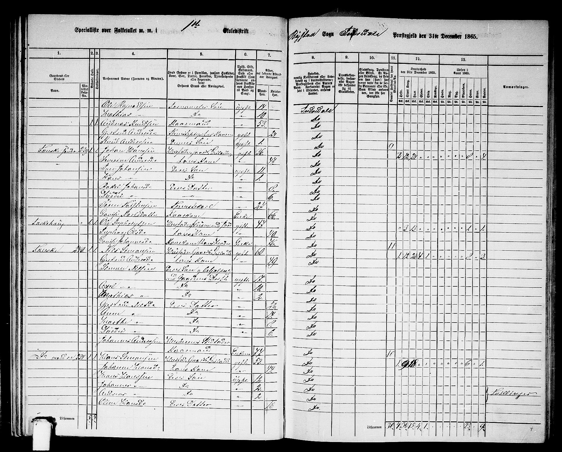 RA, 1865 census for Indre Holmedal, 1865, p. 34