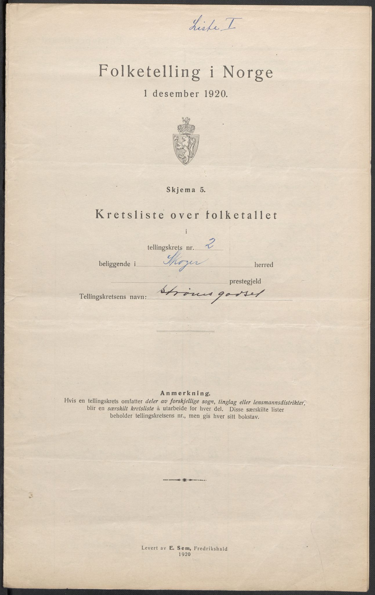 SAKO, 1920 census for Skoger, 1920, p. 12