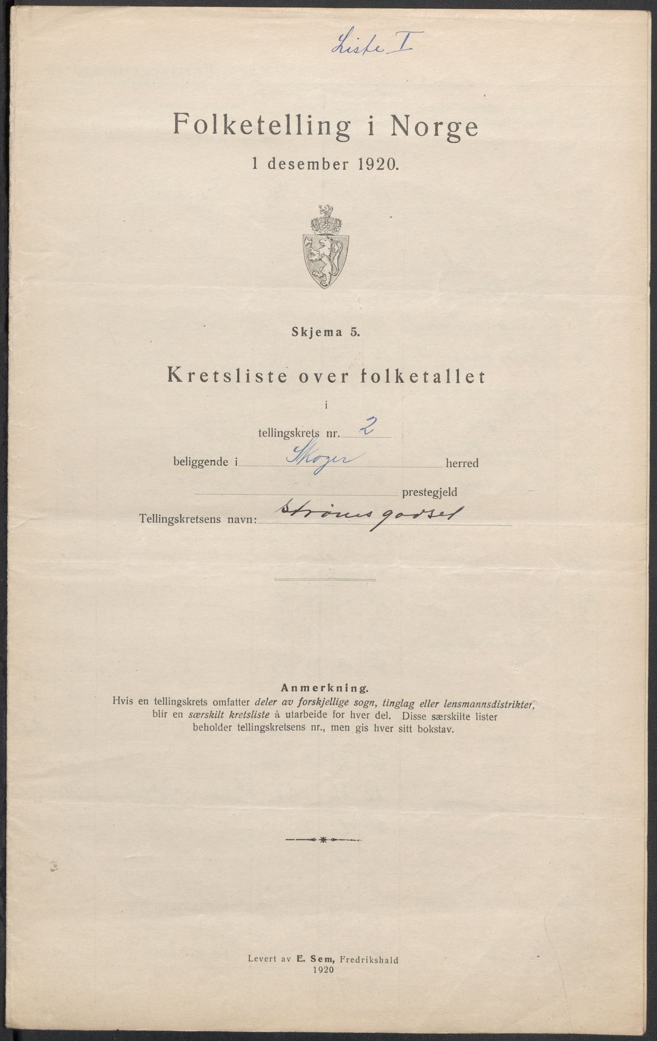 SAKO, 1920 census for Skoger, 1920, p. 12