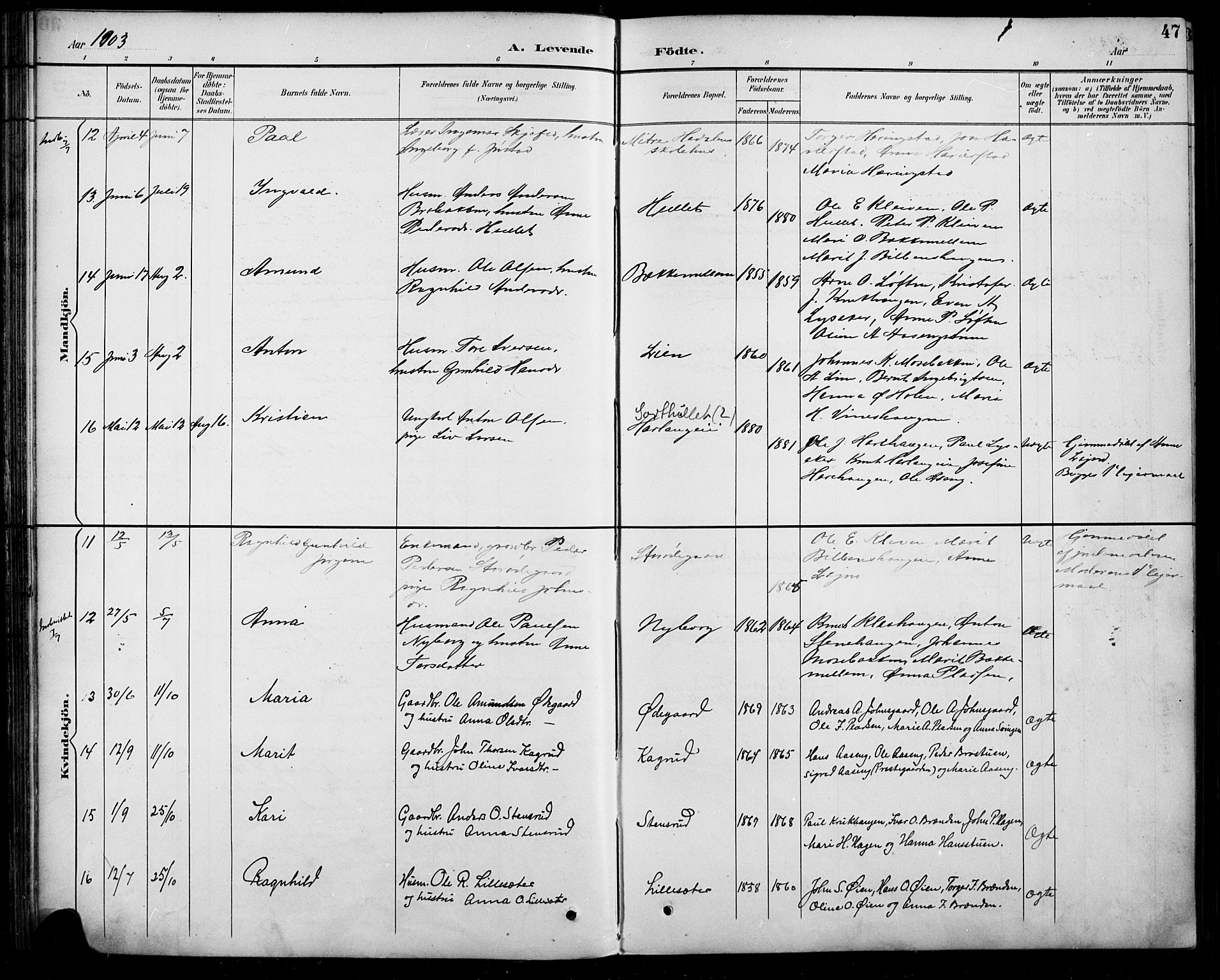 Sel prestekontor, AV/SAH-PREST-074/H/Ha/Hab/L0005: Parish register (copy) no. 5, 1894-1923, p. 47