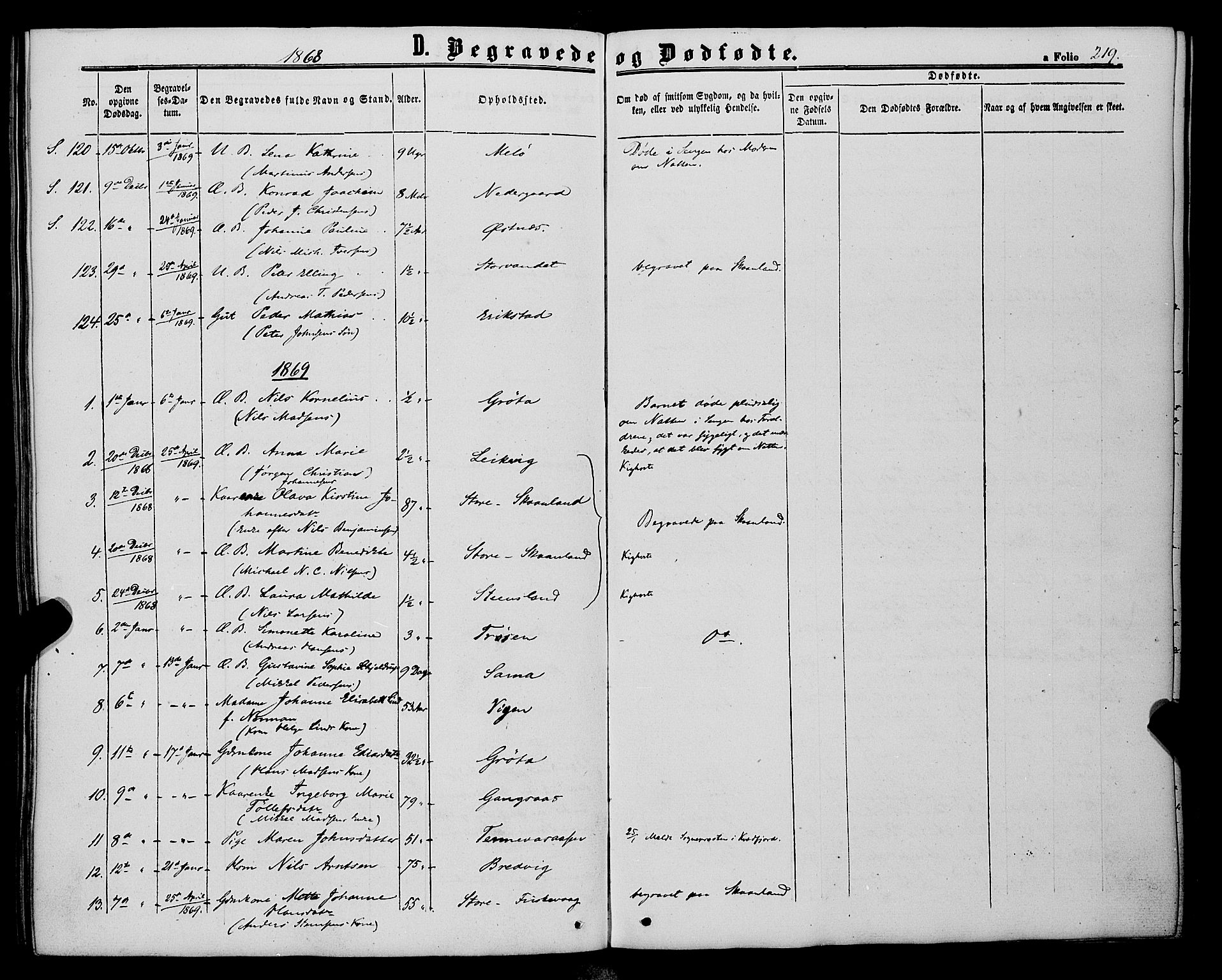 Trondenes sokneprestkontor, SATØ/S-1319/H/Ha/L0012kirke: Parish register (official) no. 12, 1863-1870, p. 219