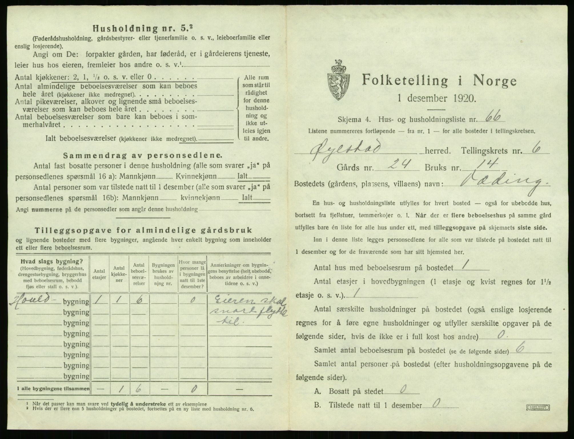 SAK, 1920 census for Øyestad, 1920, p. 632