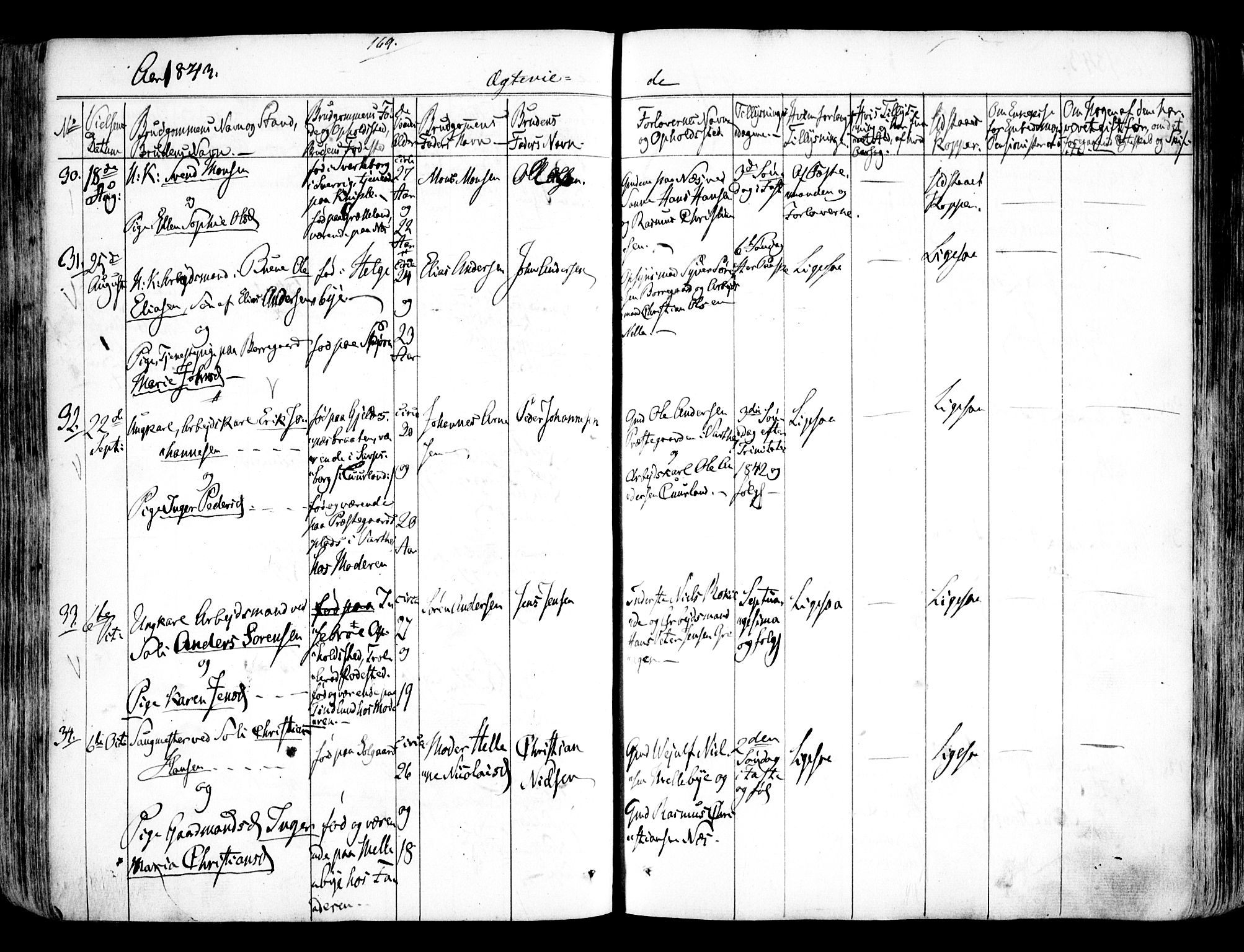 Tune prestekontor Kirkebøker, AV/SAO-A-2007/F/Fa/L0009: Parish register (official) no. 9, 1842-1846, p. 169