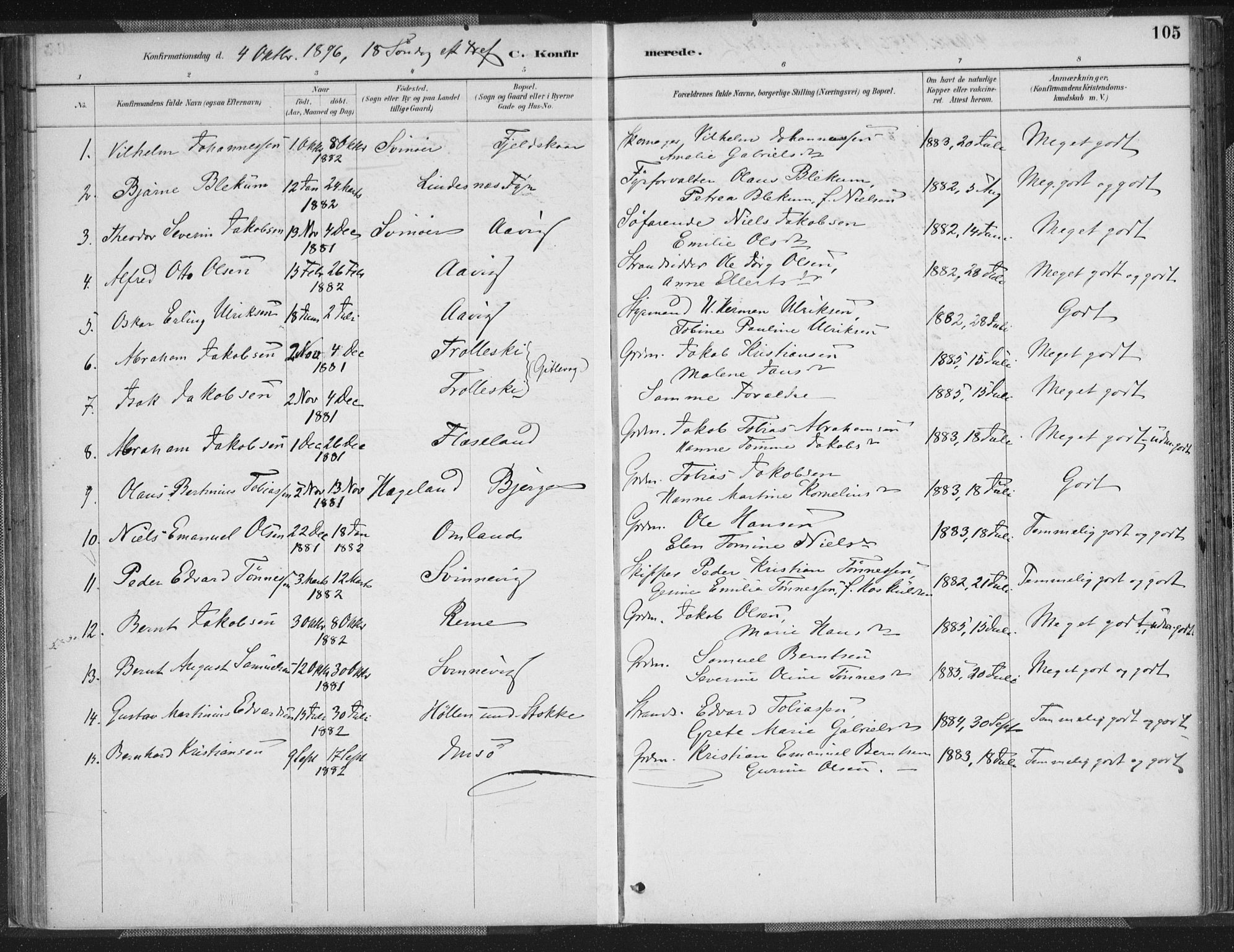 Sør-Audnedal sokneprestkontor, AV/SAK-1111-0039/F/Fa/Faa/L0004: Parish register (official) no. A 4, 1884-1909, p. 105