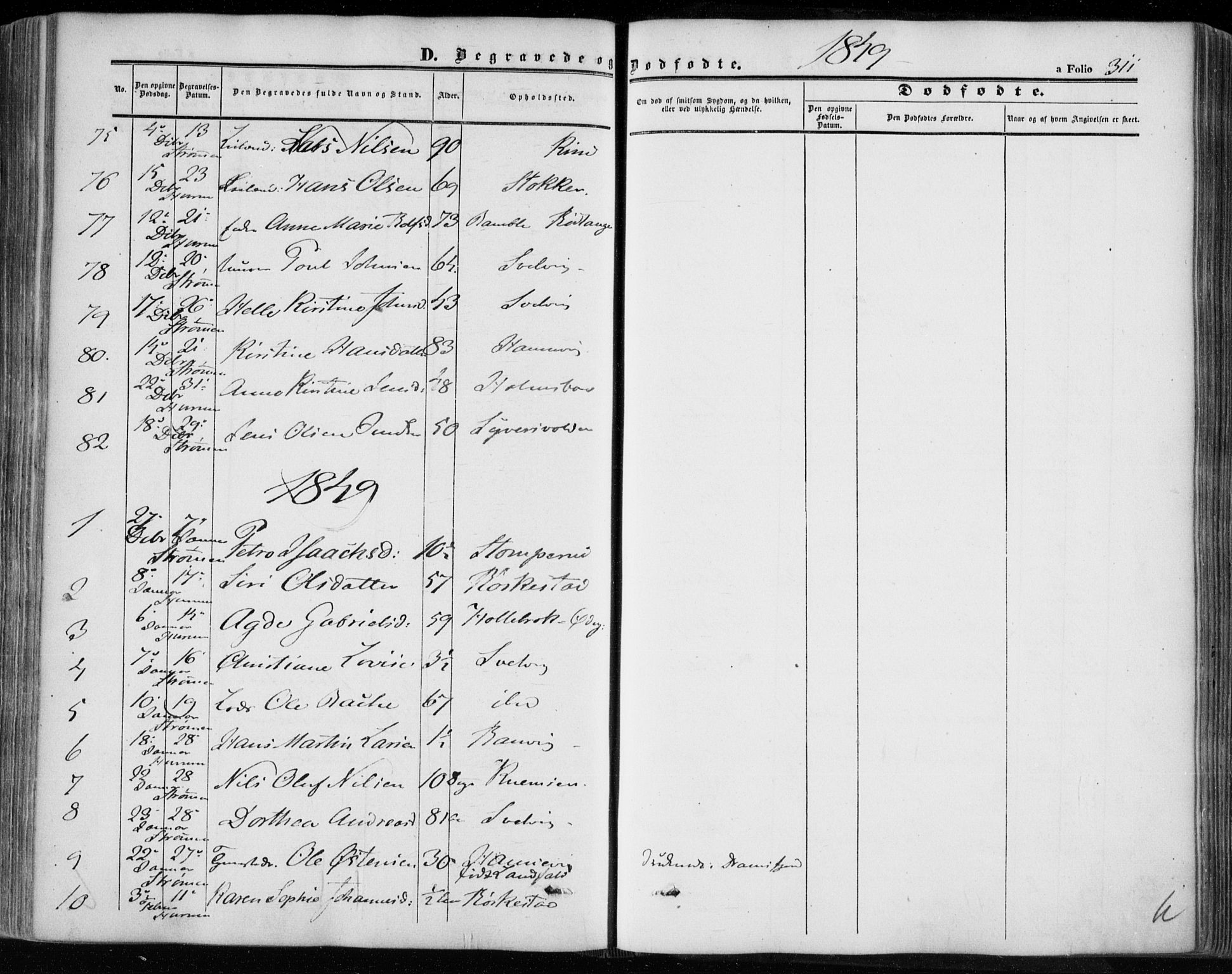 Hurum kirkebøker, SAKO/A-229/F/Fa/L0011: Parish register (official) no. 11, 1847-1860, p. 311