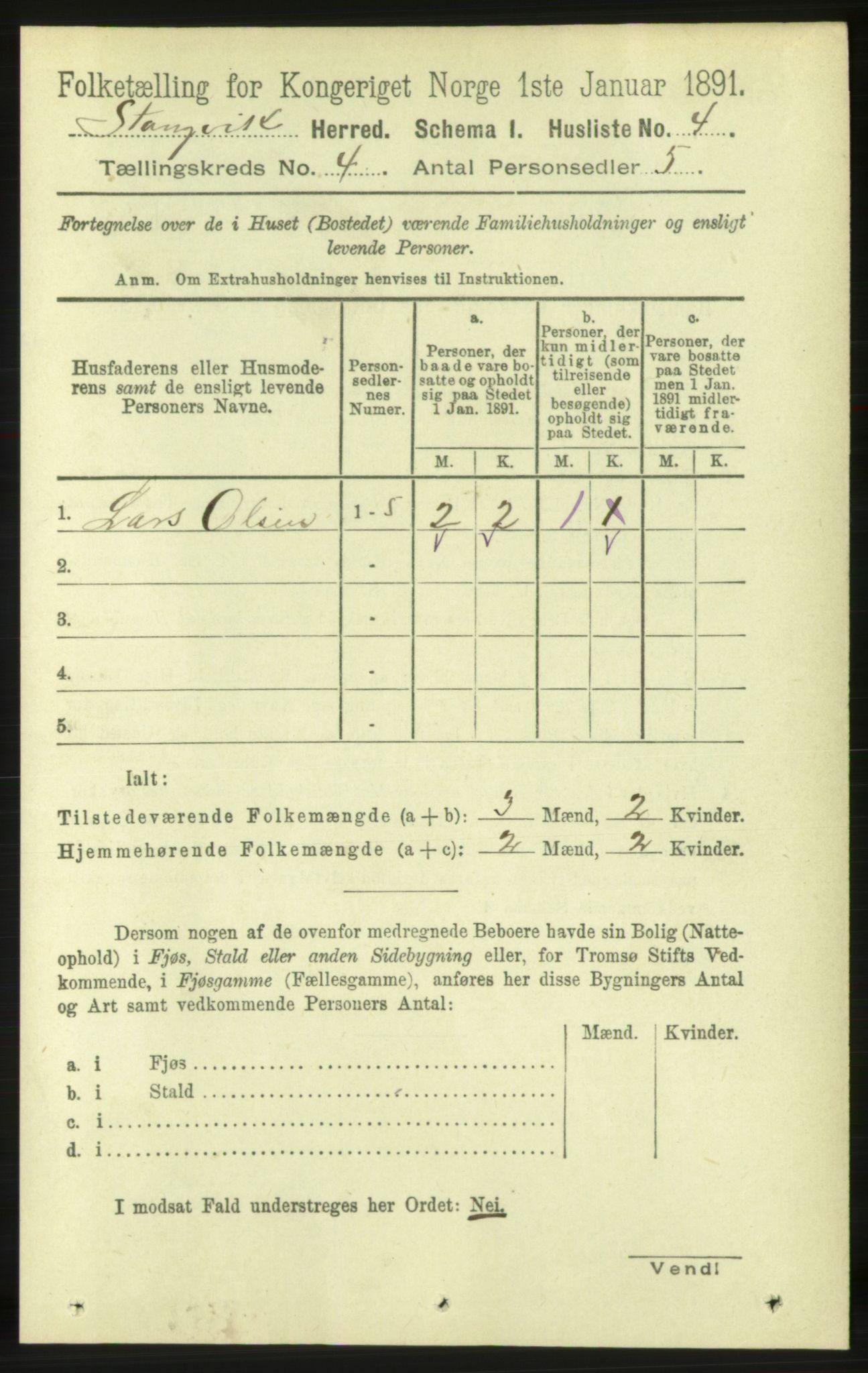 RA, 1891 census for 1564 Stangvik, 1891, p. 1527