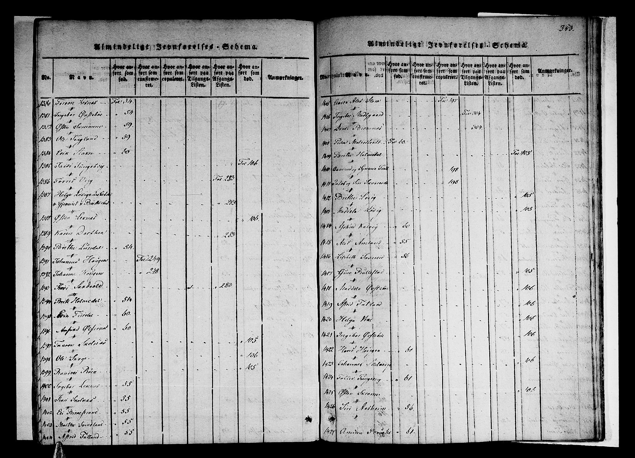 Skånevik sokneprestembete, AV/SAB-A-77801/H/Haa: Parish register (official) no. A 3, 1815-1828, p. 353