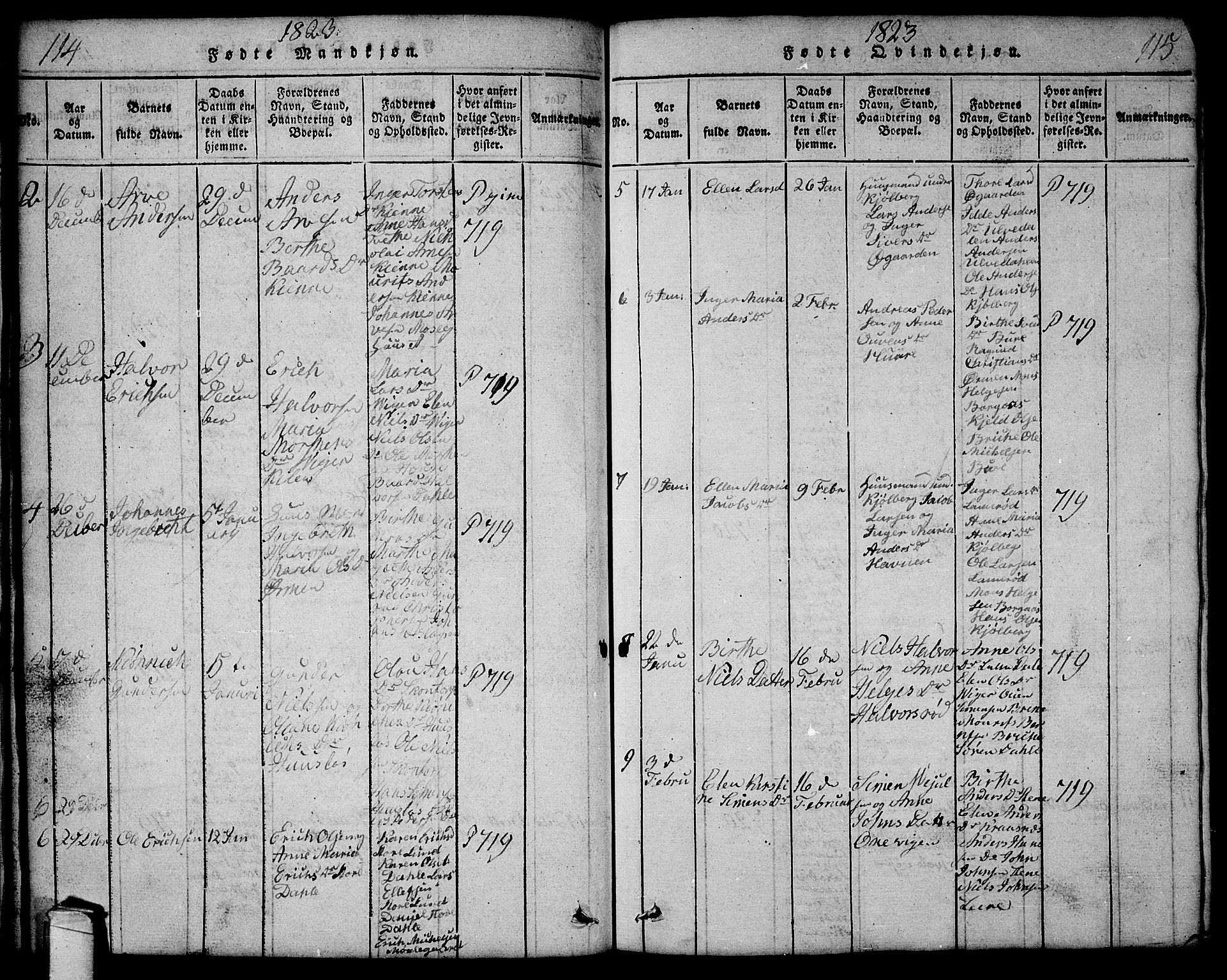 Onsøy prestekontor Kirkebøker, SAO/A-10914/G/Ga/L0001: Parish register (copy) no. I 1, 1814-1840, p. 114-115