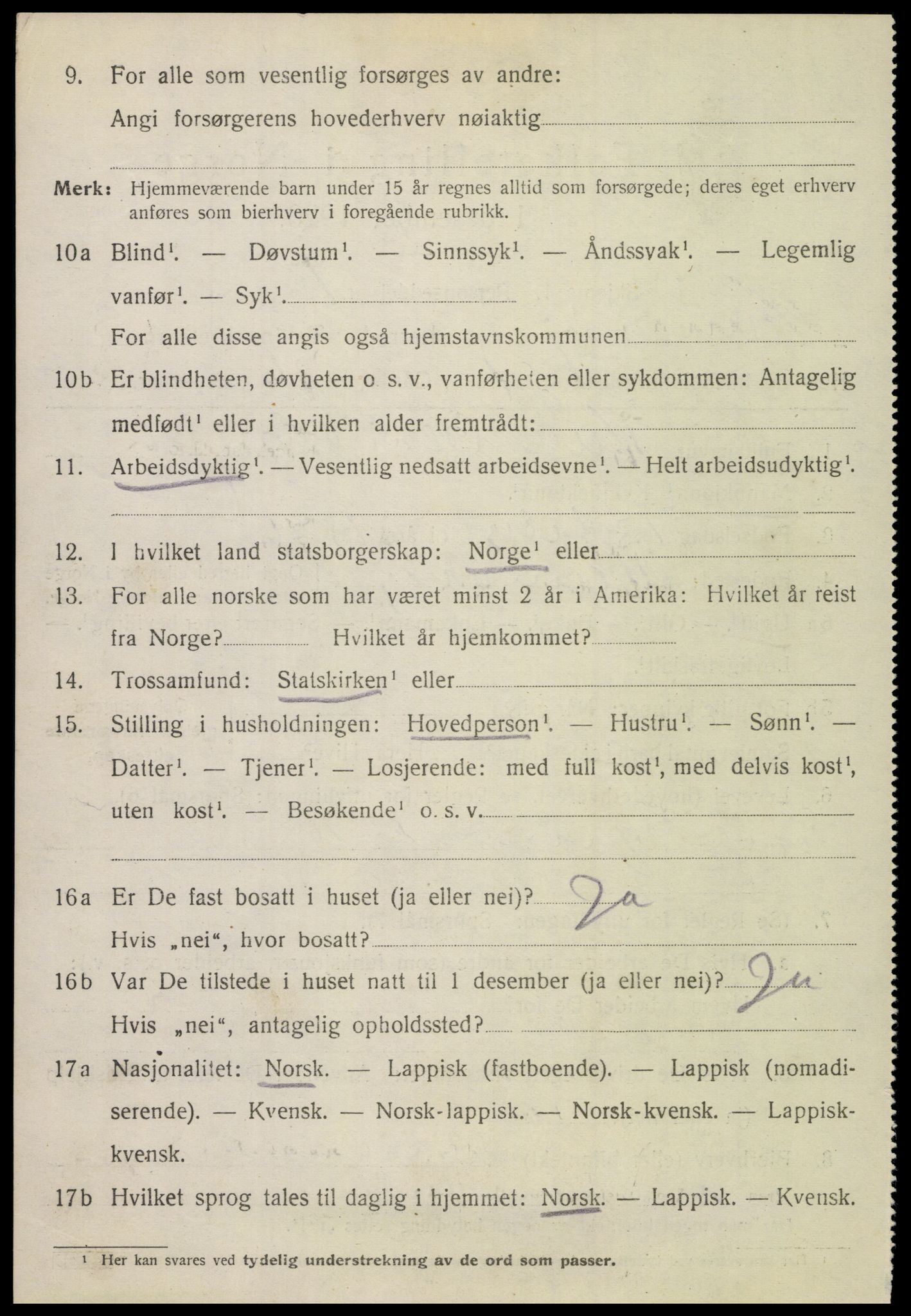 SAT, 1920 census for Hamarøy, 1920, p. 2103