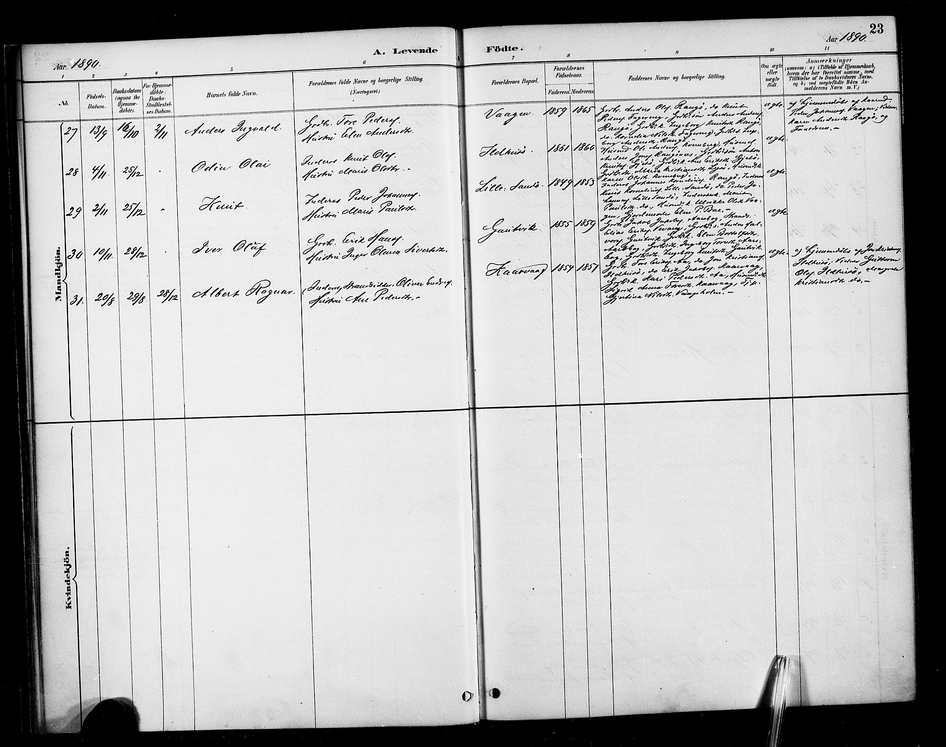 Ministerialprotokoller, klokkerbøker og fødselsregistre - Møre og Romsdal, AV/SAT-A-1454/570/L0832: Parish register (official) no. 570A06, 1885-1900, p. 23