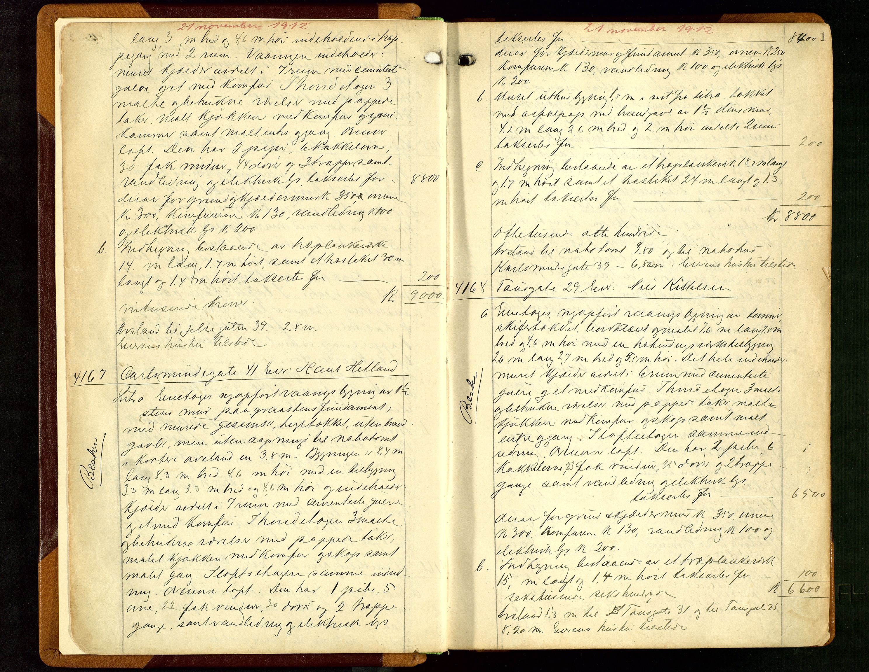 Norges Brannkasse Stavanger, AV/SAST-A-102143/F/Fd/L0011: Branntaksprotokoll nr. 22, 1912-1916, p. 1a