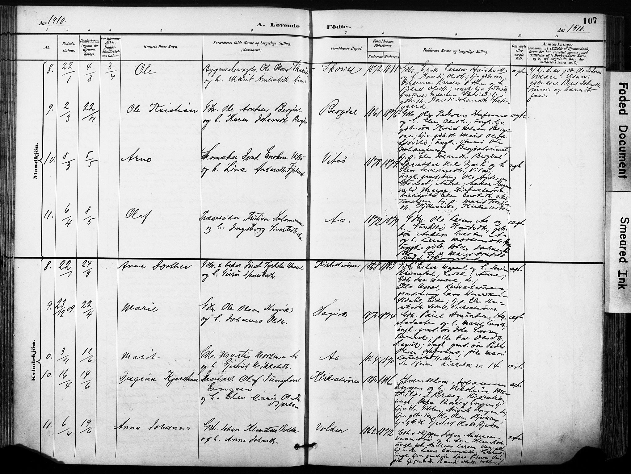 Ministerialprotokoller, klokkerbøker og fødselsregistre - Sør-Trøndelag, AV/SAT-A-1456/630/L0497: Parish register (official) no. 630A10, 1896-1910, p. 107