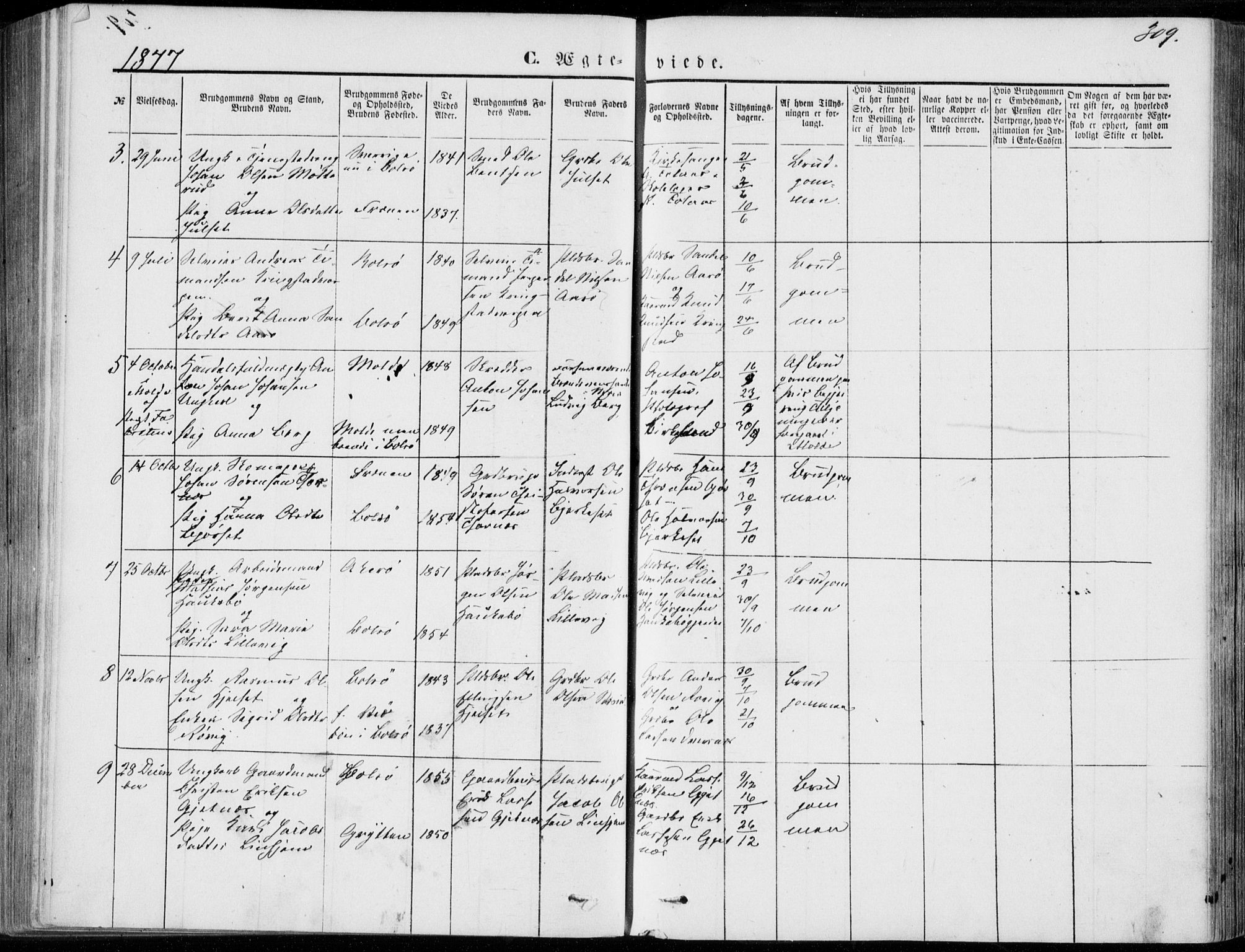 Ministerialprotokoller, klokkerbøker og fødselsregistre - Møre og Romsdal, SAT/A-1454/555/L0655: Parish register (official) no. 555A05, 1869-1886, p. 309