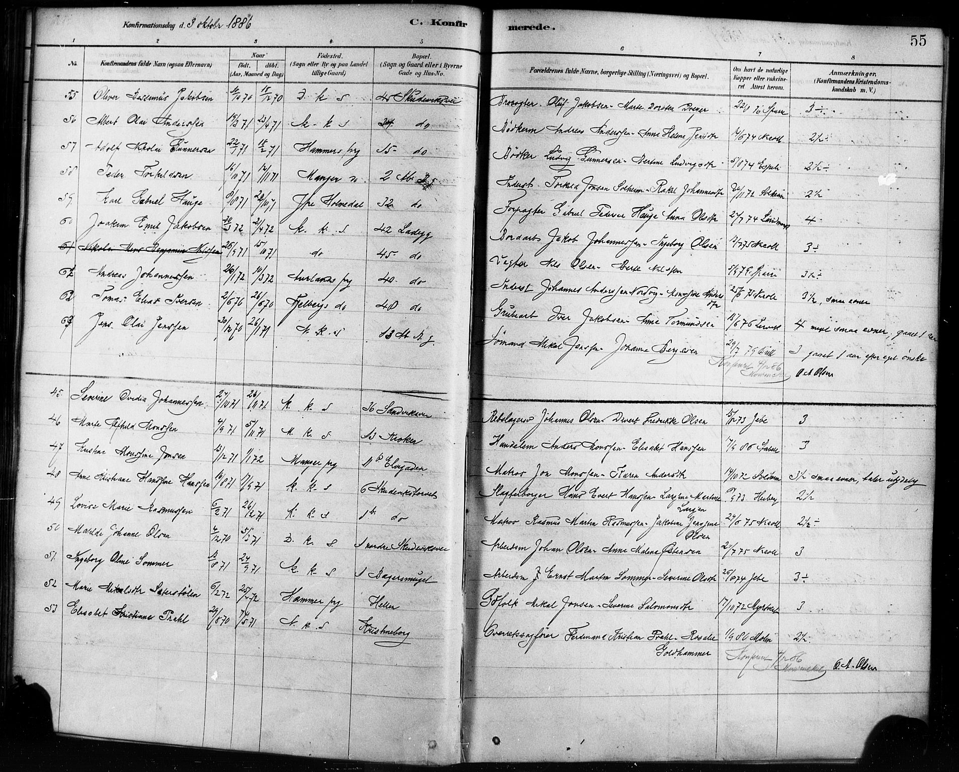 Sandviken Sokneprestembete, AV/SAB-A-77601/H/Ha/L0002: Parish register (official) no. A 2, 1878-1896, p. 55