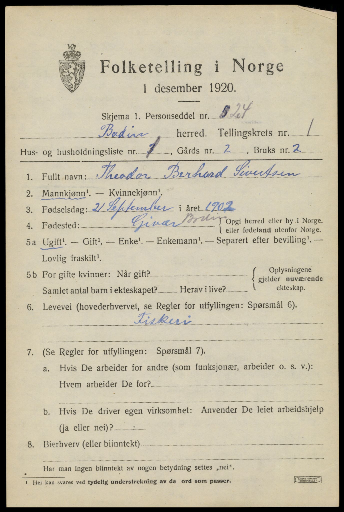 SAT, 1920 census for Bodin, 1920, p. 1914