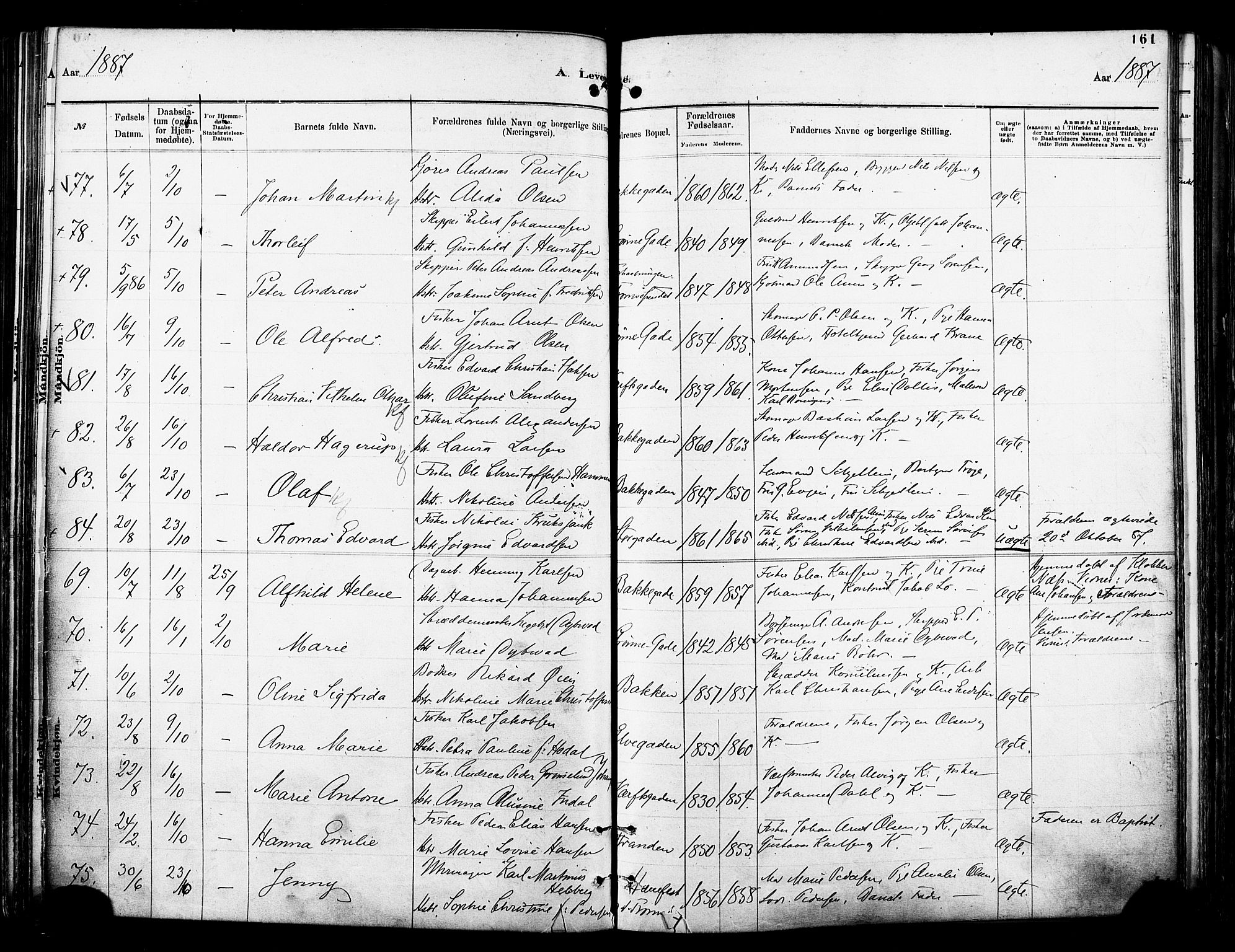Tromsø sokneprestkontor/stiftsprosti/domprosti, SATØ/S-1343/G/Ga/L0014kirke: Parish register (official) no. 14, 1878-1888, p. 161