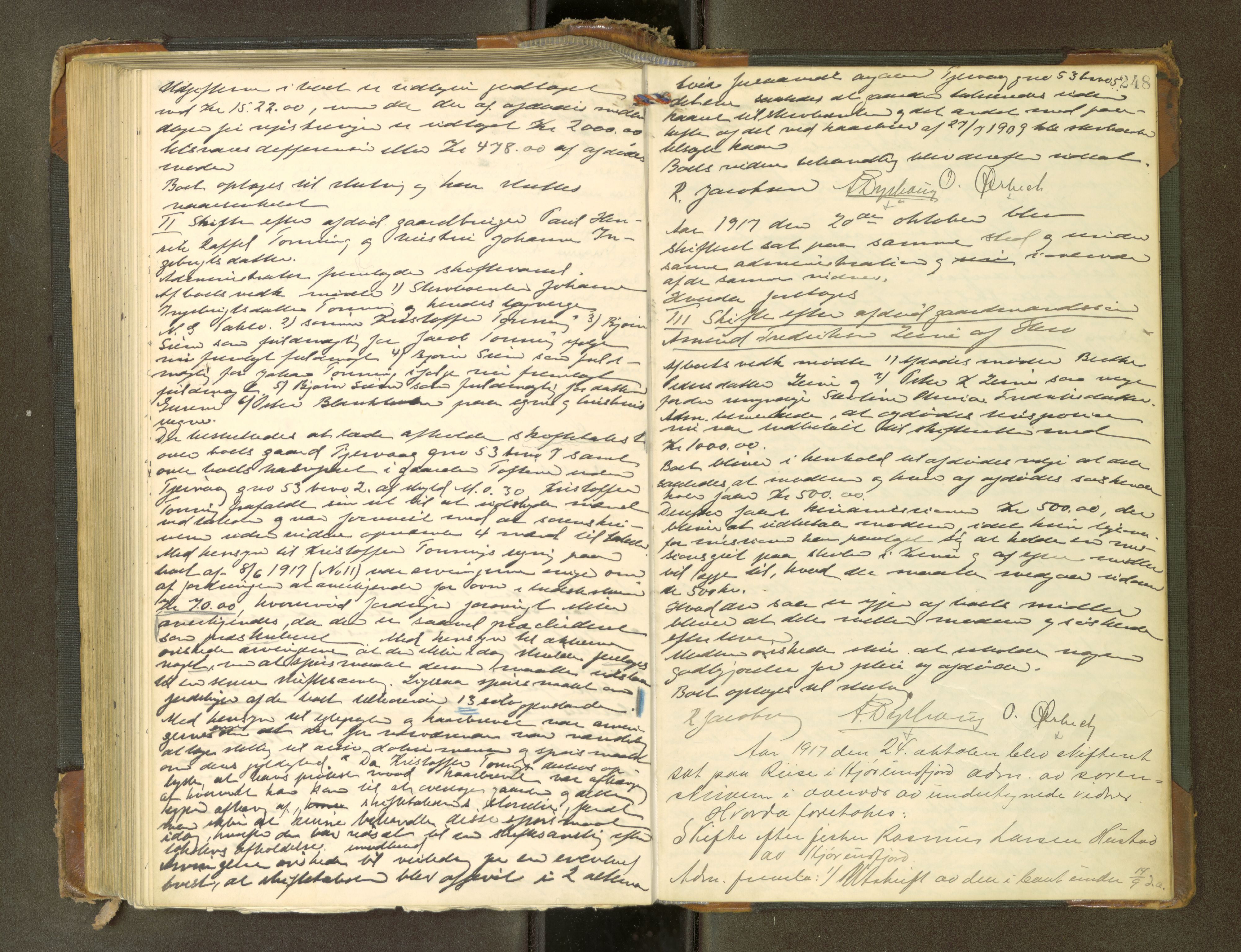Søre Sunnmøre sorenskriveri, AV/SAT-A-4122/1/3/3B/L0010: Skiftebehandlings- / Skifteforhandlingsprotokollar, 1912-1917, p. 247b-248a