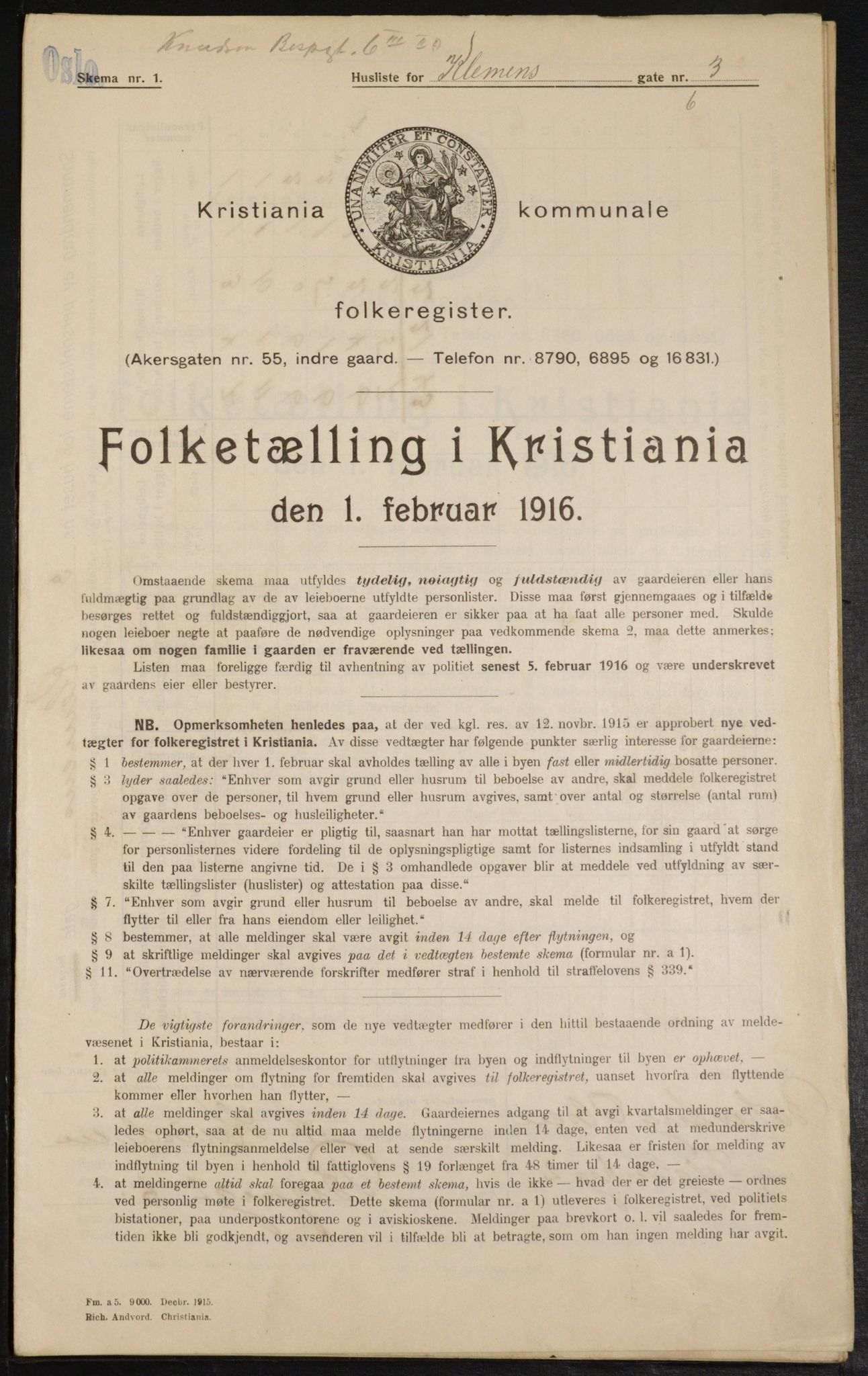 OBA, Municipal Census 1916 for Kristiania, 1916, p. 12863