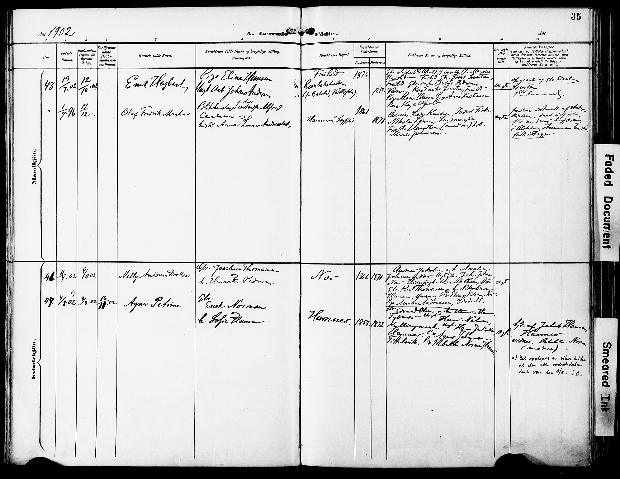 Ministerialprotokoller, klokkerbøker og fødselsregistre - Nordland, AV/SAT-A-1459/859/L0848: Parish register (official) no. 859A08, 1900-1912, p. 35