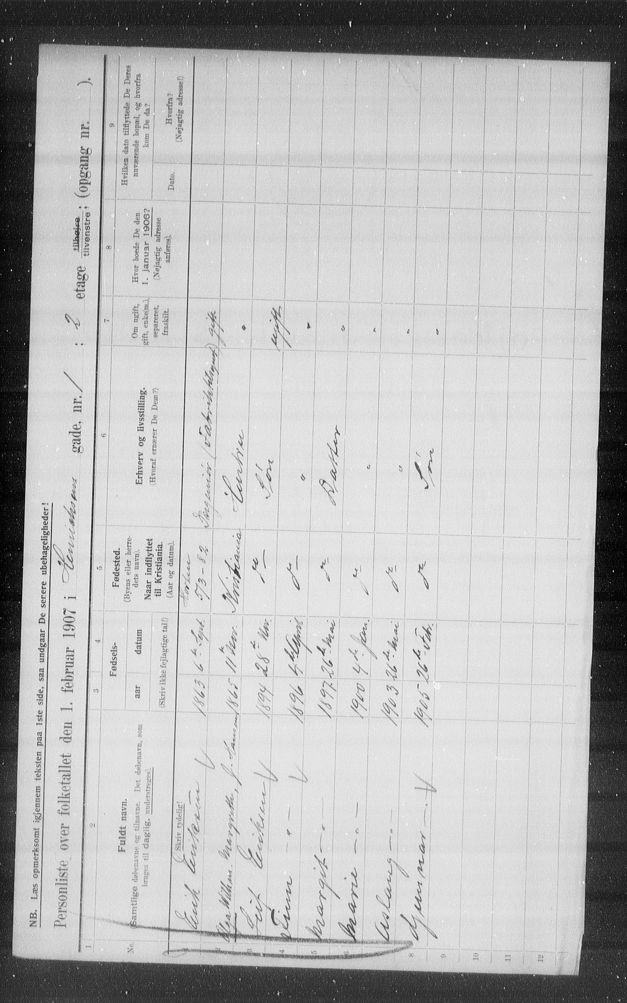 OBA, Municipal Census 1907 for Kristiania, 1907, p. 19822