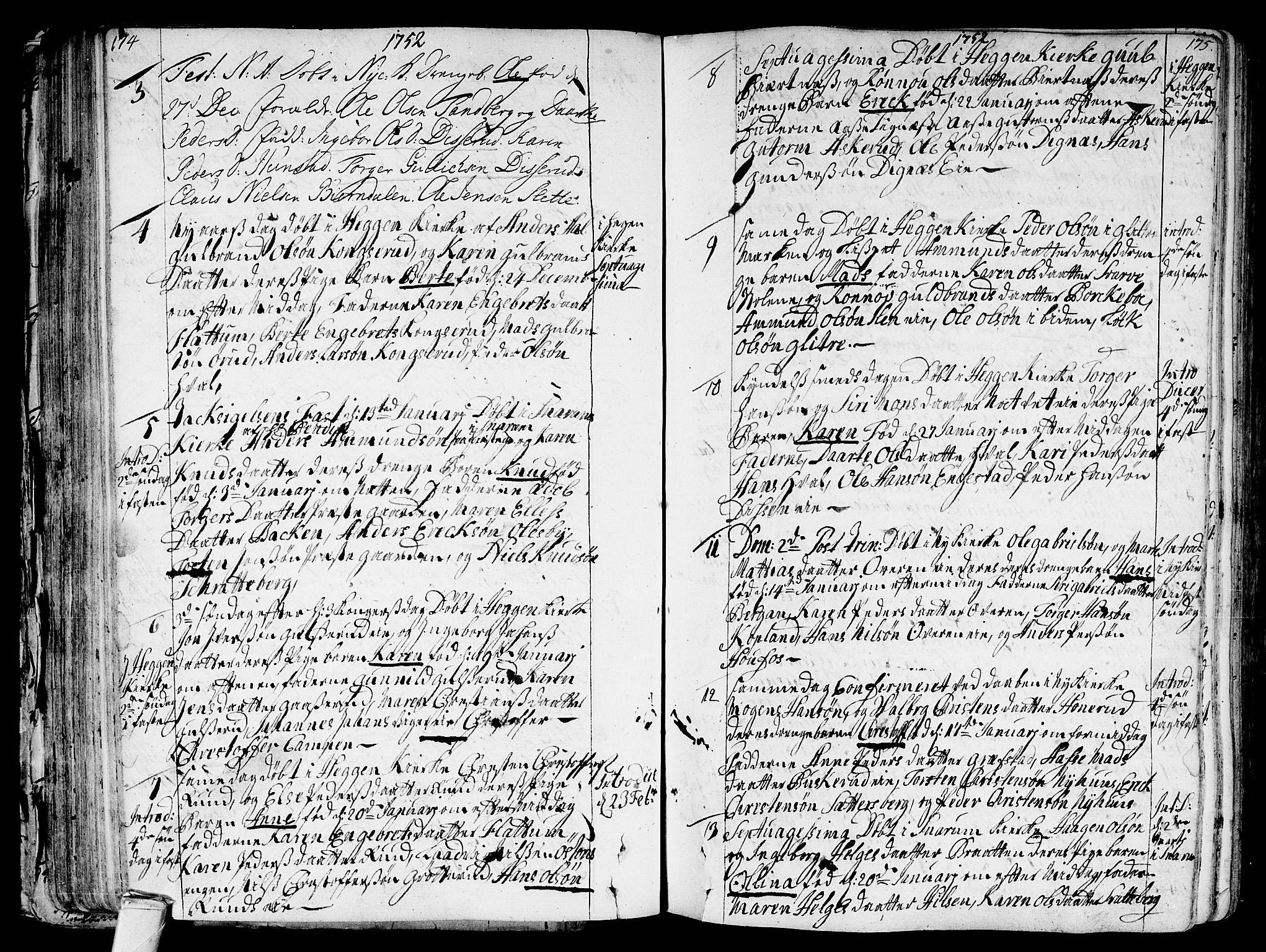 Modum kirkebøker, SAKO/A-234/F/Fa/L0002: Parish register (official) no. 2, 1741-1782, p. 174-175