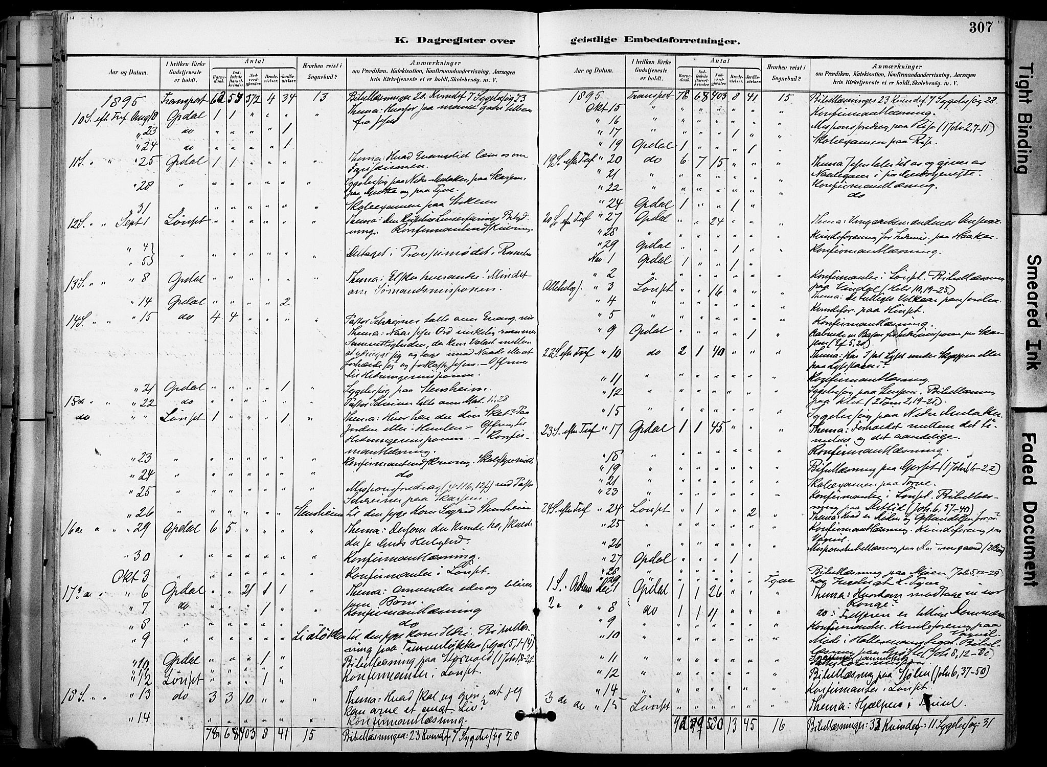 Ministerialprotokoller, klokkerbøker og fødselsregistre - Sør-Trøndelag, SAT/A-1456/678/L0902: Parish register (official) no. 678A11, 1895-1911, p. 307