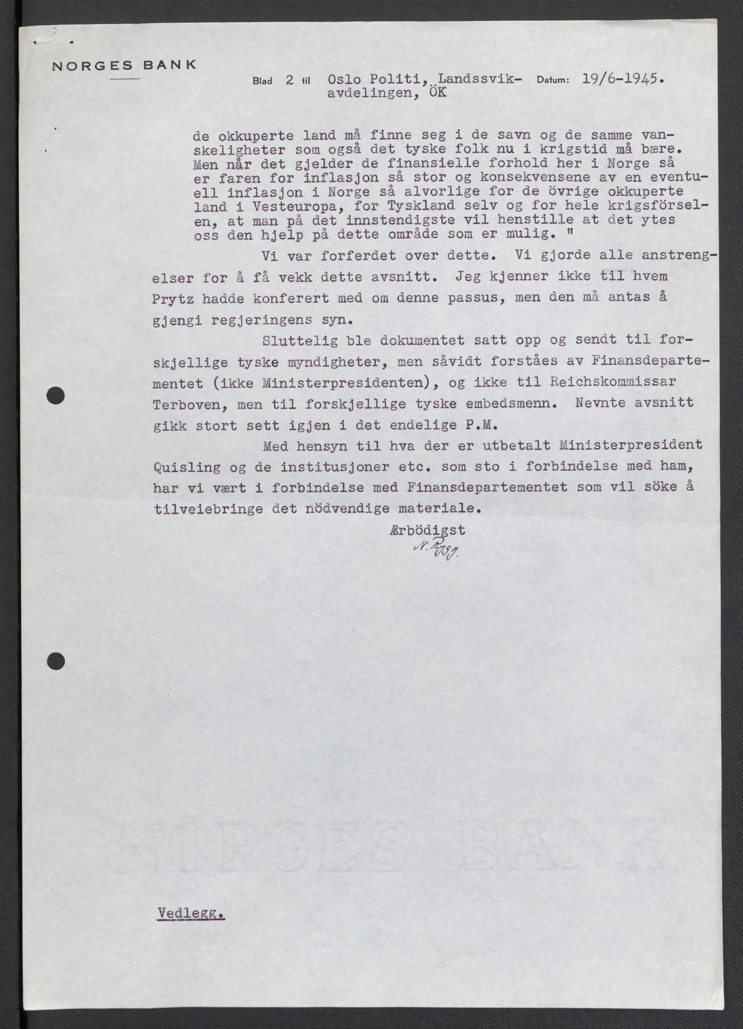 Landssvikarkivet, Oslo politikammer, AV/RA-S-3138-01/D/Da/L0003: Dnr. 29, 1945, p. 2846