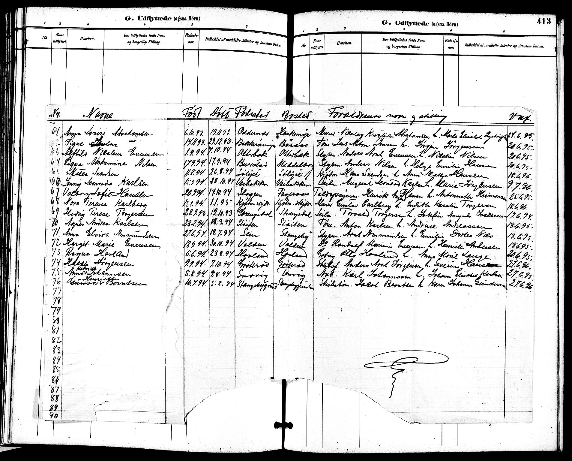 Nøtterøy kirkebøker, SAKO/A-354/G/Ga/L0004: Parish register (copy) no. I 4, 1894-1909, p. 413
