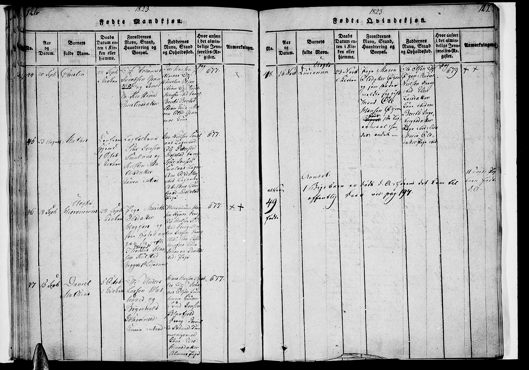 Ministerialprotokoller, klokkerbøker og fødselsregistre - Nordland, AV/SAT-A-1459/820/L0288: Parish register (official) no. 820A09, 1820-1825, p. 126-127