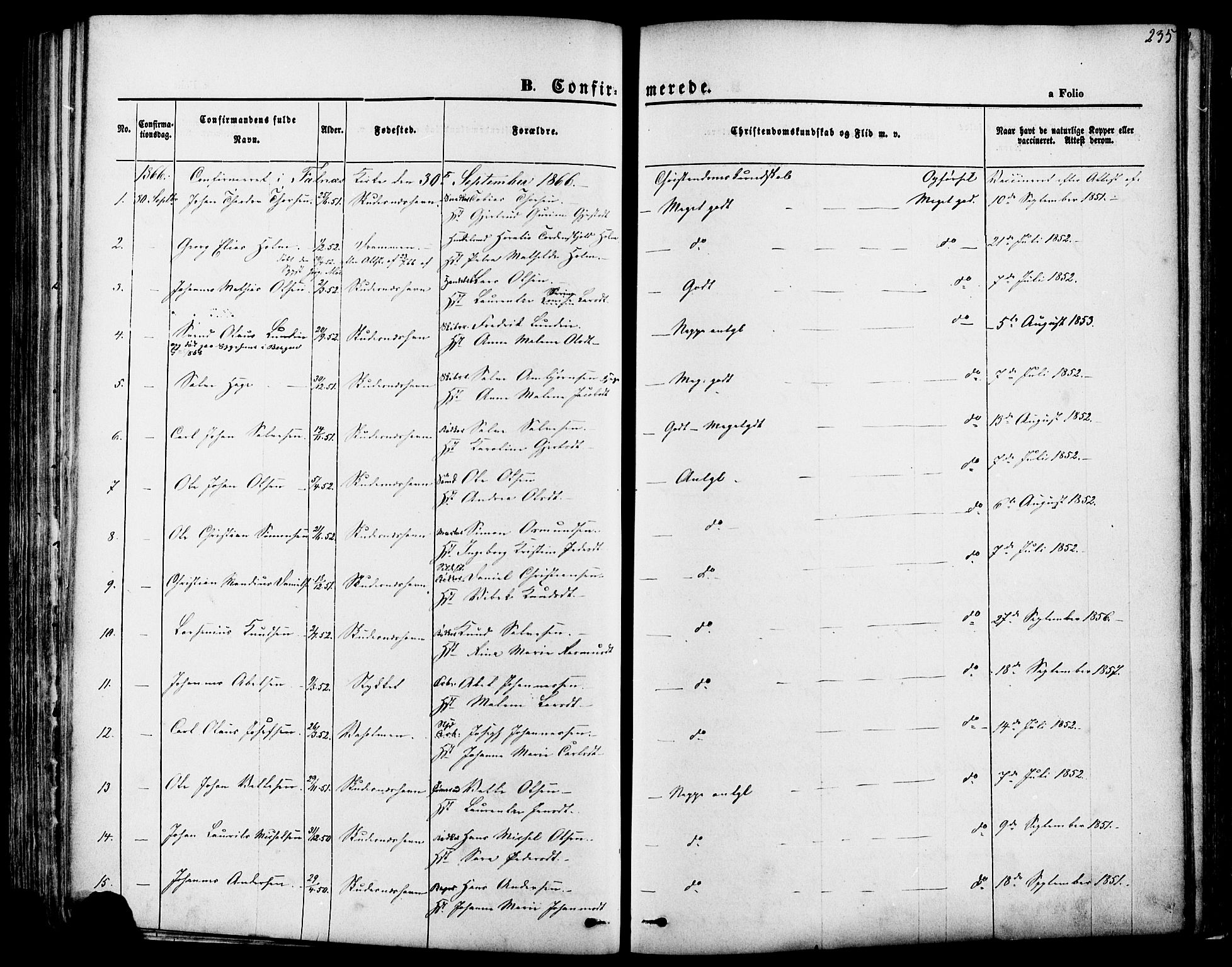 Skudenes sokneprestkontor, SAST/A -101849/H/Ha/Haa/L0006: Parish register (official) no. A 4, 1864-1881, p. 235